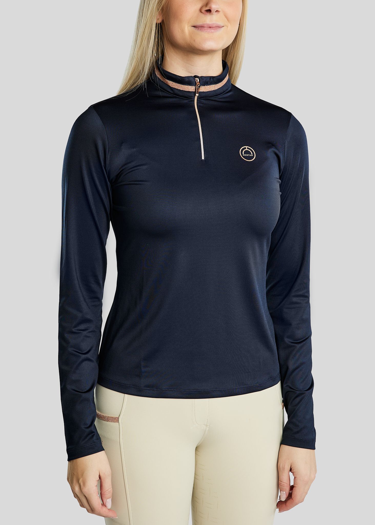 MoGlenda Thermo Polo w. Rosegold Caviar Tape - Navy 