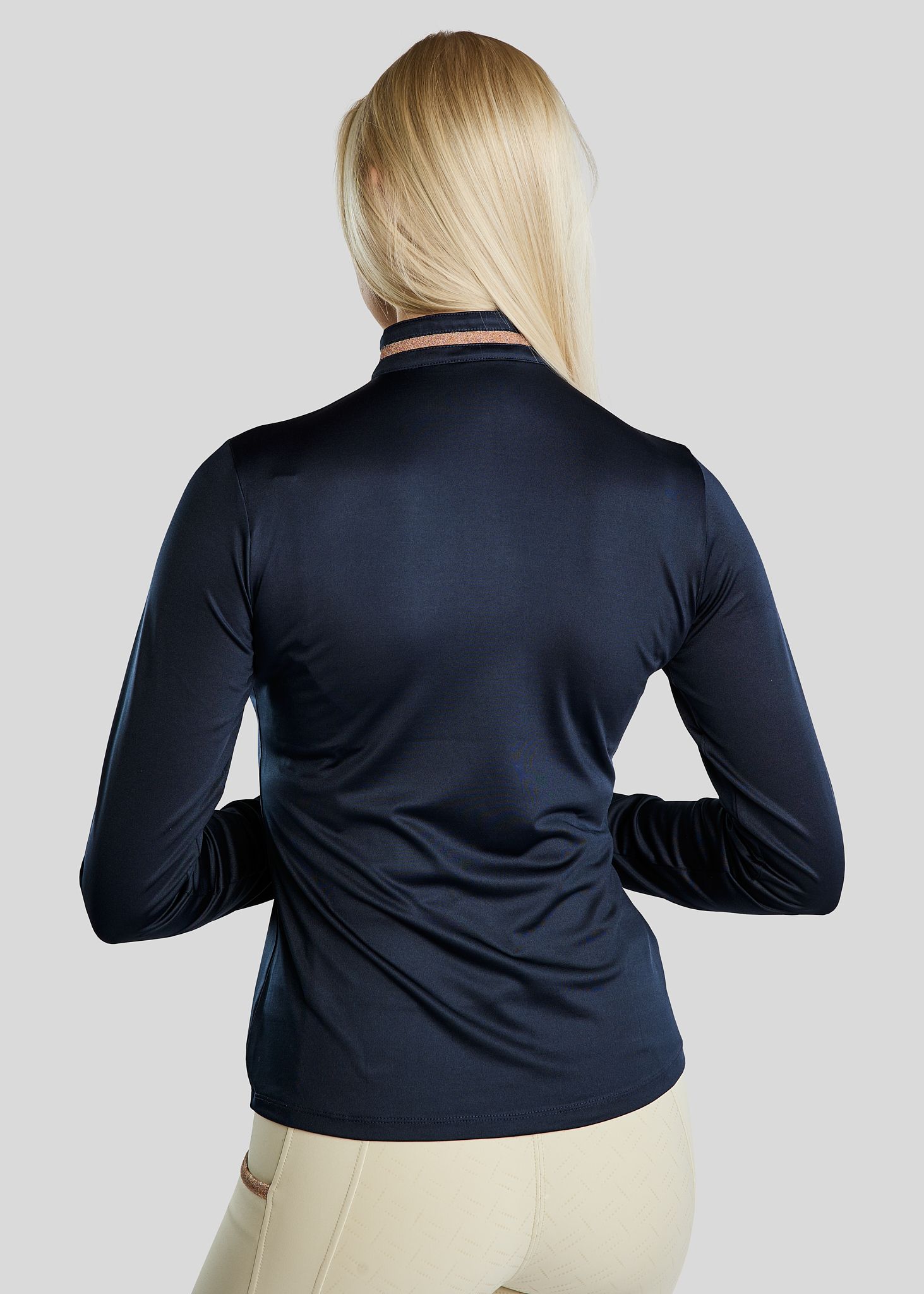 MoGlenda Thermo Polo w. Rosegold Caviar Tape - Navy 