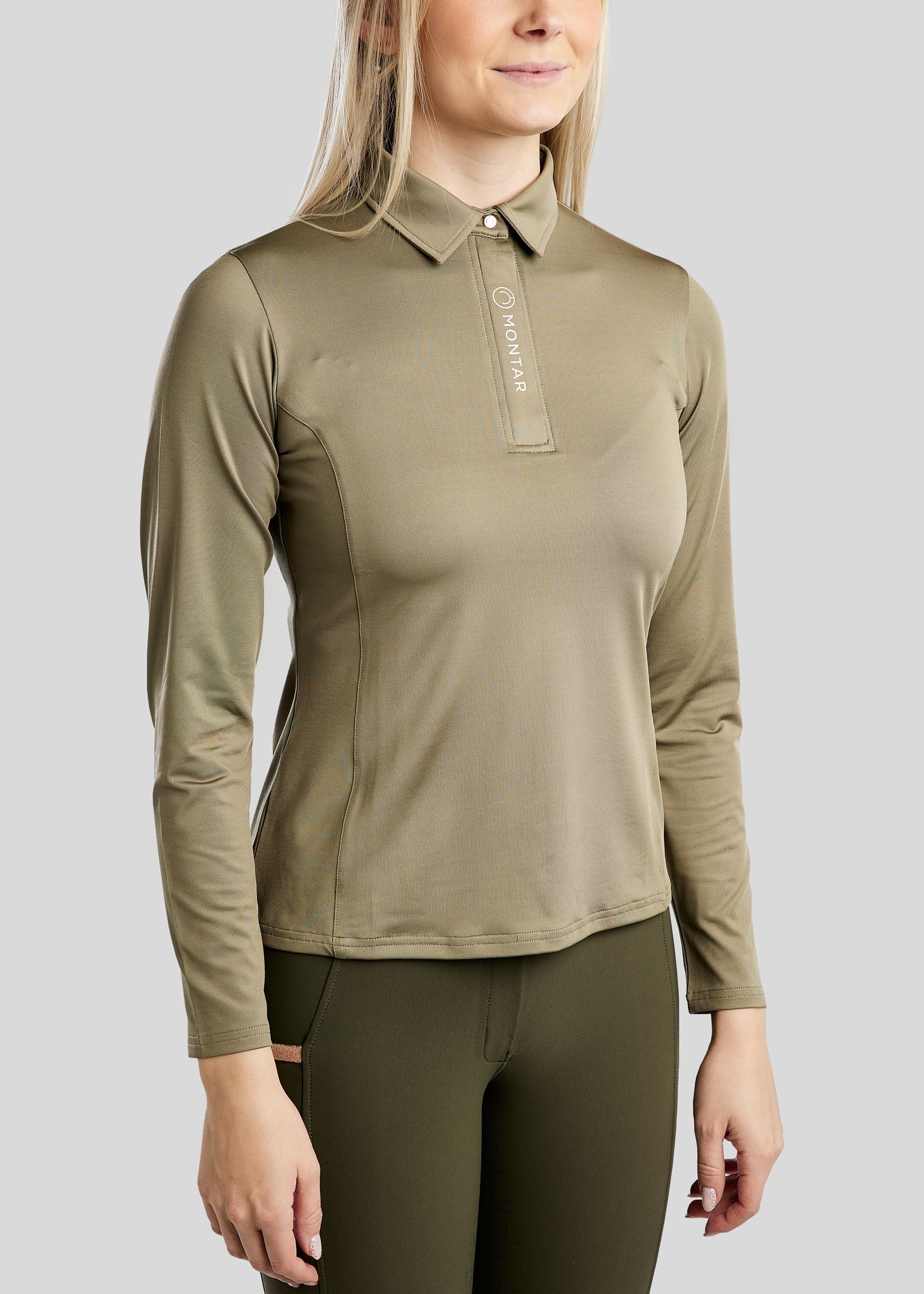 MoSusan Long Sleeved Polo W. Rosegold Logo - Dusty Green 