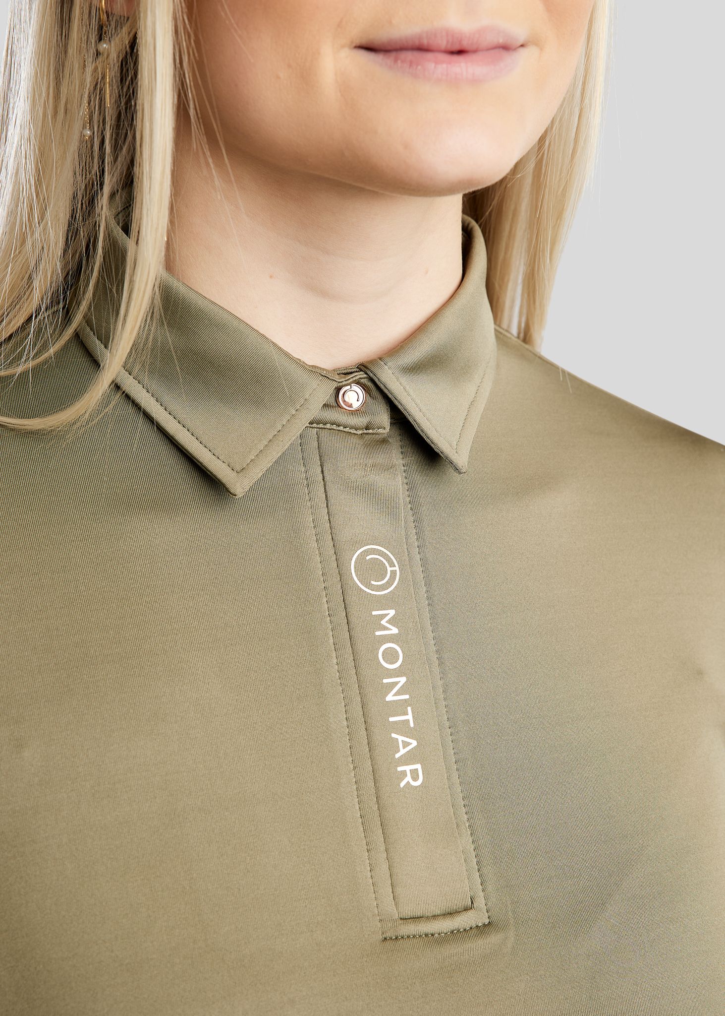 MoSusan Long Sleeved Polo W. Rosegold Logo - Dusty Green 