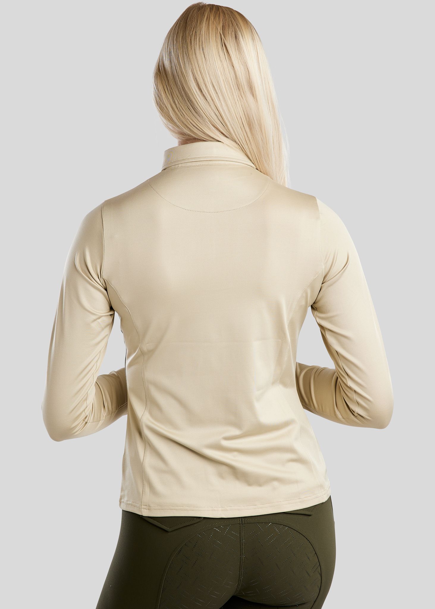 MoSusan Long Sleeved Polo W. Rosegold Logo - Warm Grey Beige 