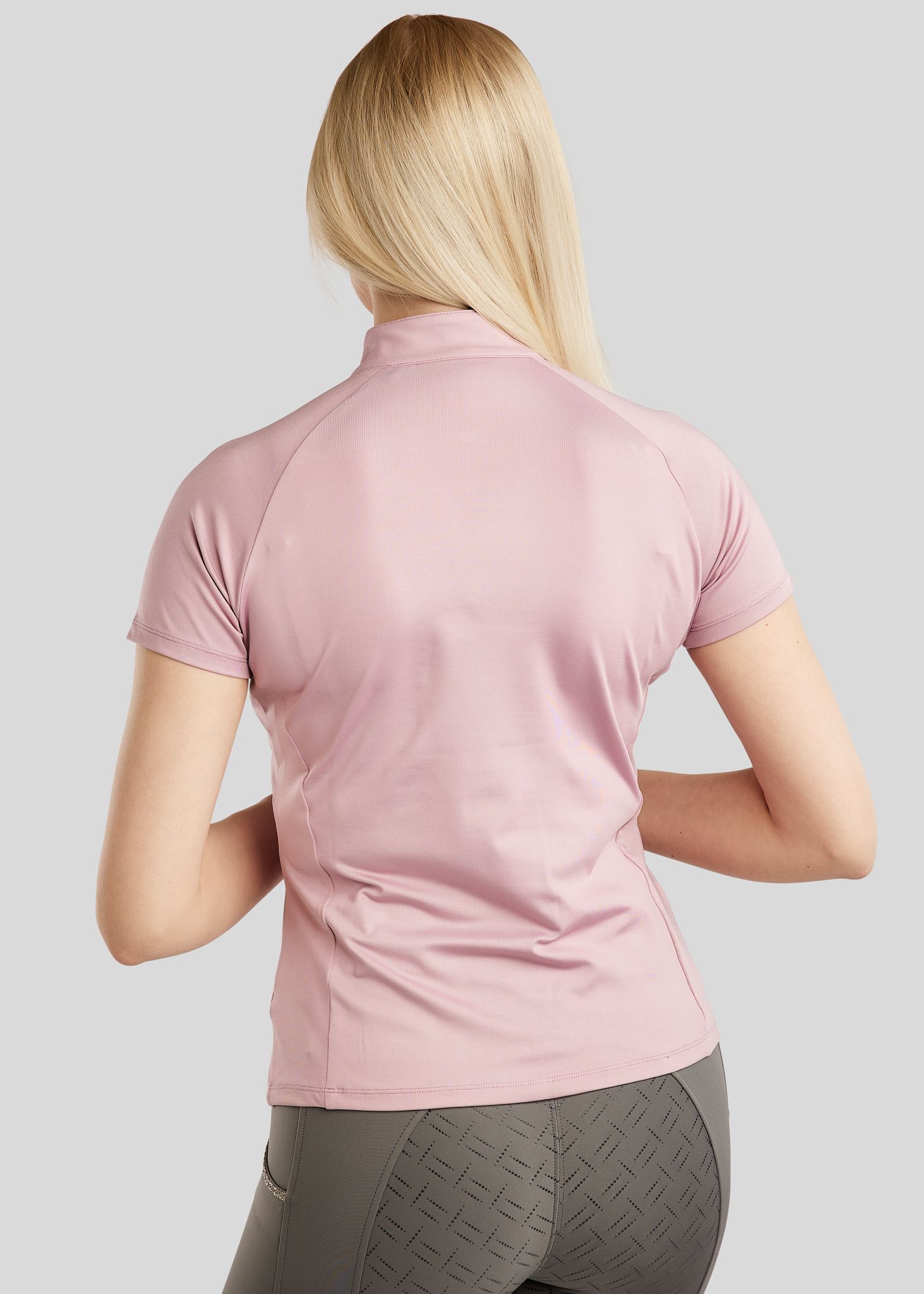 MoLila SS Polo w. Champagne Crystal Tape and Crystals - Candy Pink