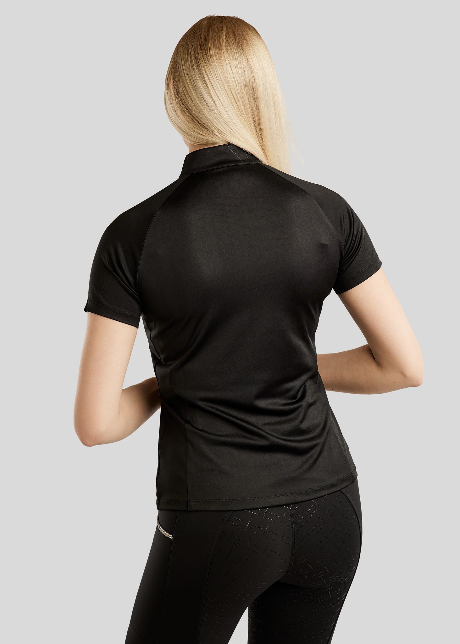 MoLila SS Polo w. Champagne Crystal Tape and Crystals - Black