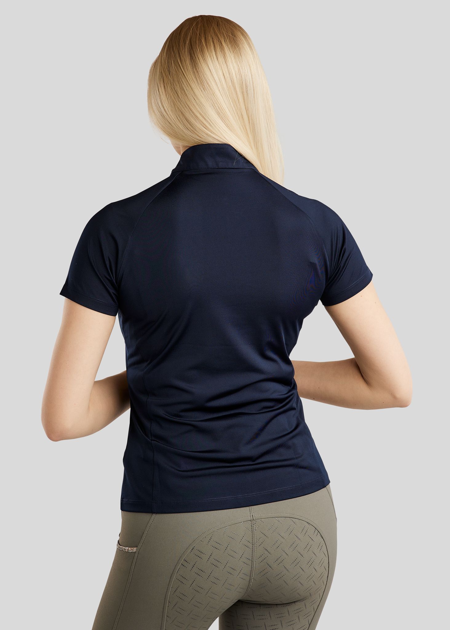 MoLila SS Polo w. Champagne Crystal Tape and Crystals - Navy