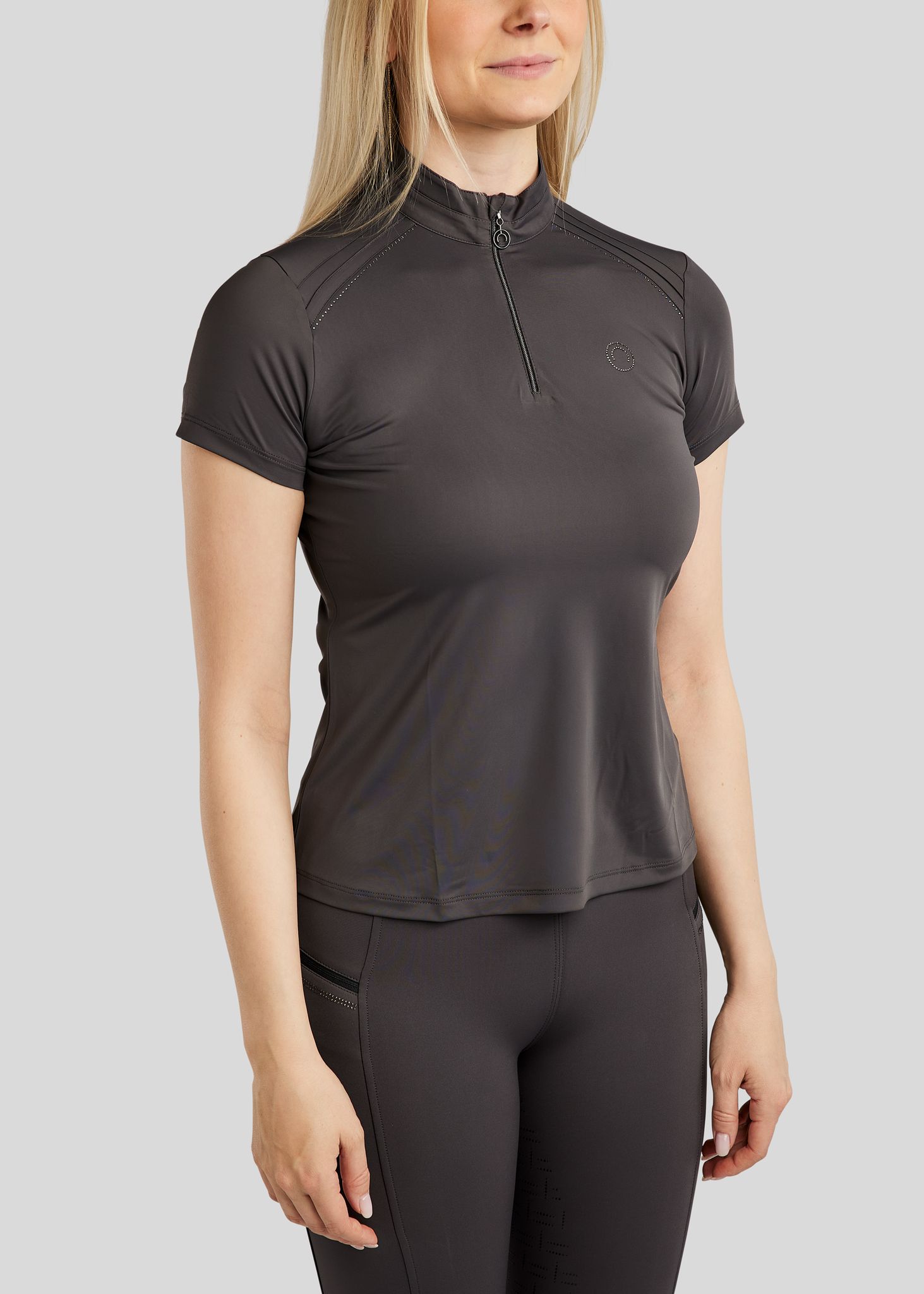 MoPearl SS Polo w. Pintucks - Slate Grey