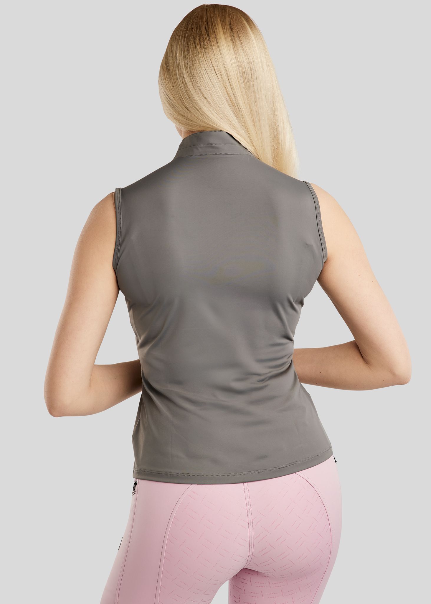 MoPearl Sleeveless Polo w. Pintucks - Grey