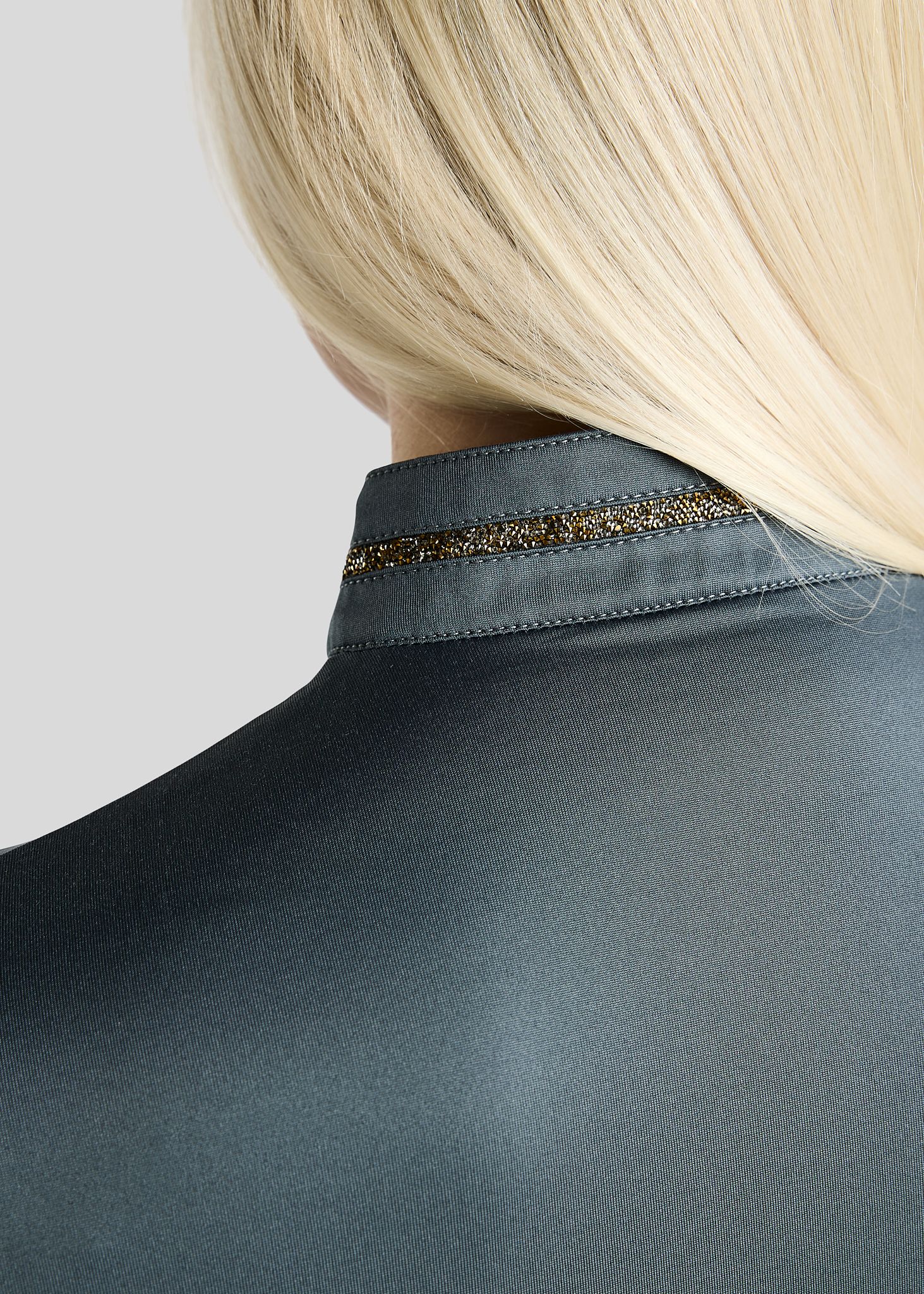 MoVeronica Thermo Polo w. Golden Quartz Crystal Tape and Crystals - Dark Slate 
