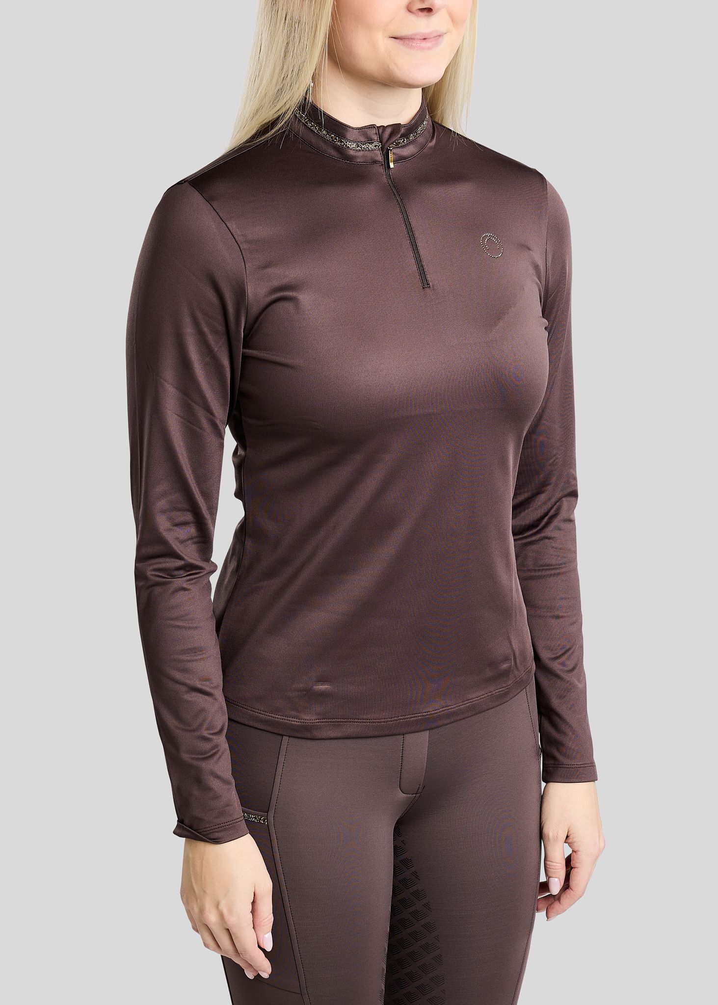 MoVeronica Thermo Polo w. Golden Quartz Crystal Tape and Crystals - Black Peony 