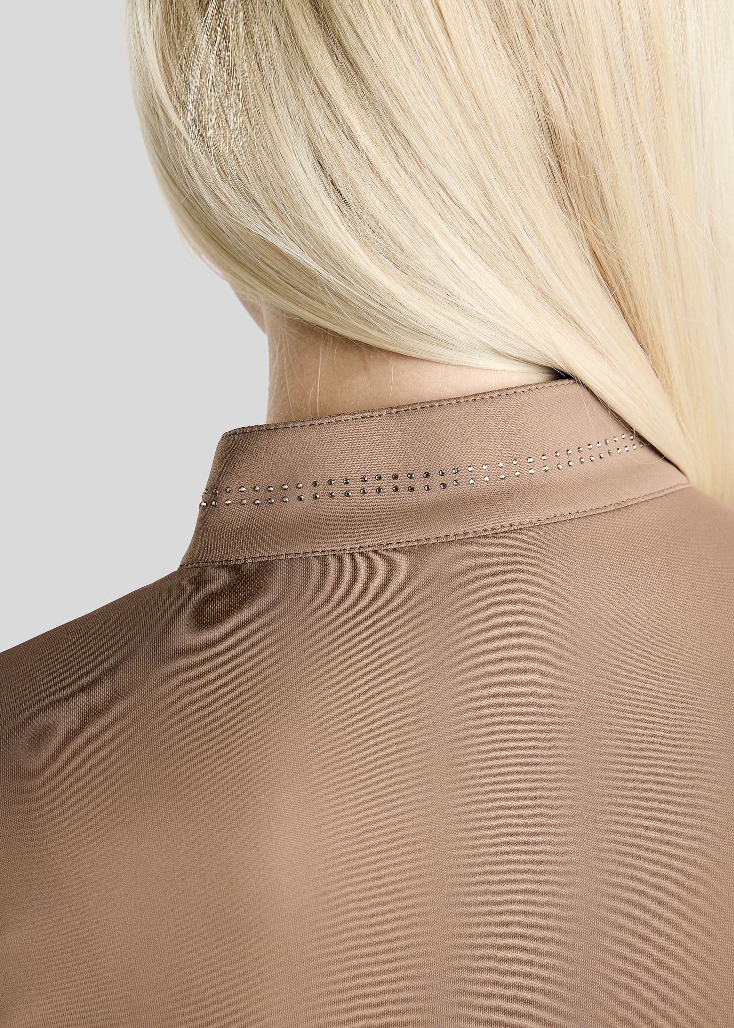 MoEverline Long Sleeved Polo w. Golden Quartz Crystals - Nougat Brown 