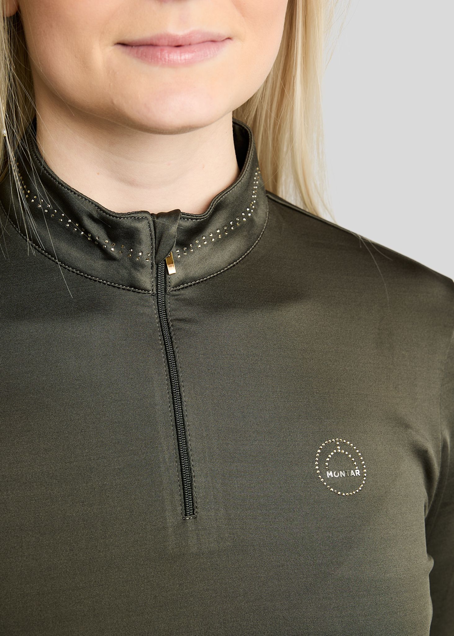 MoEverline Long Sleeved Polo w. Golden Quartz Crystals - Forest Green 