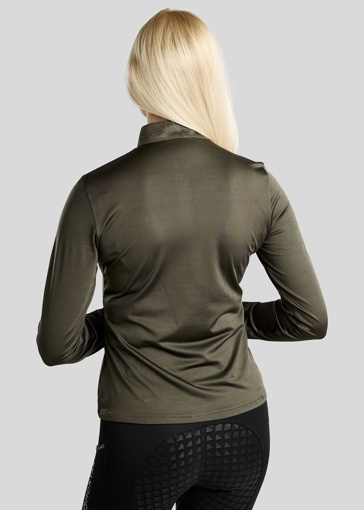 MoEverline Long Sleeved Polo w. Golden Quartz Crystals - Forest Green 