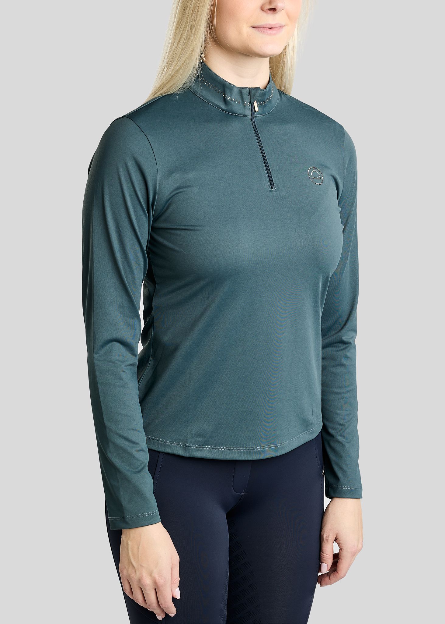 MoEverline Long Sleeved Polo w. Golden Quartz Crystals - Dark Slate 