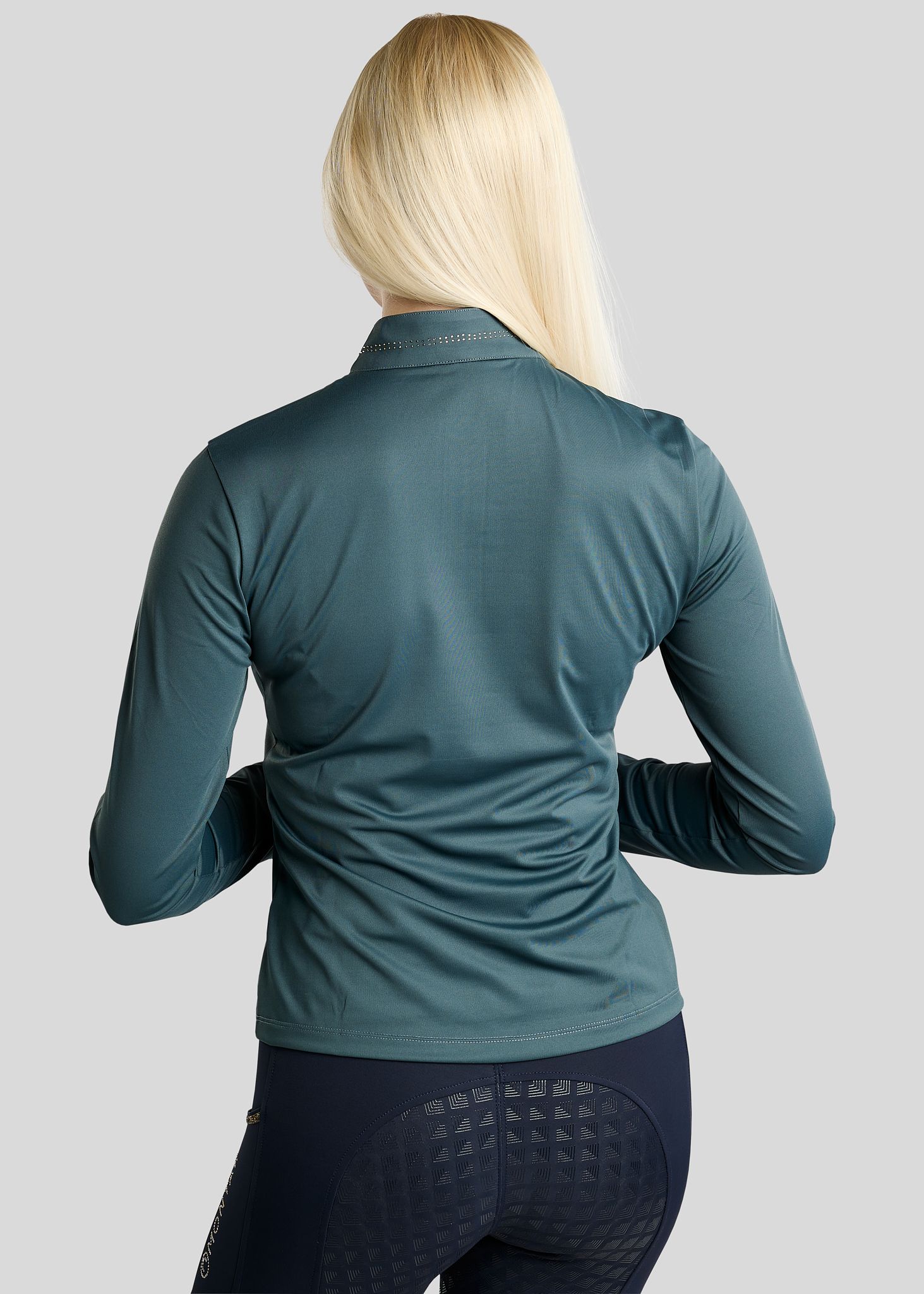 MoEverline Long Sleeved Polo w. Golden Quartz Crystals - Dark Slate 