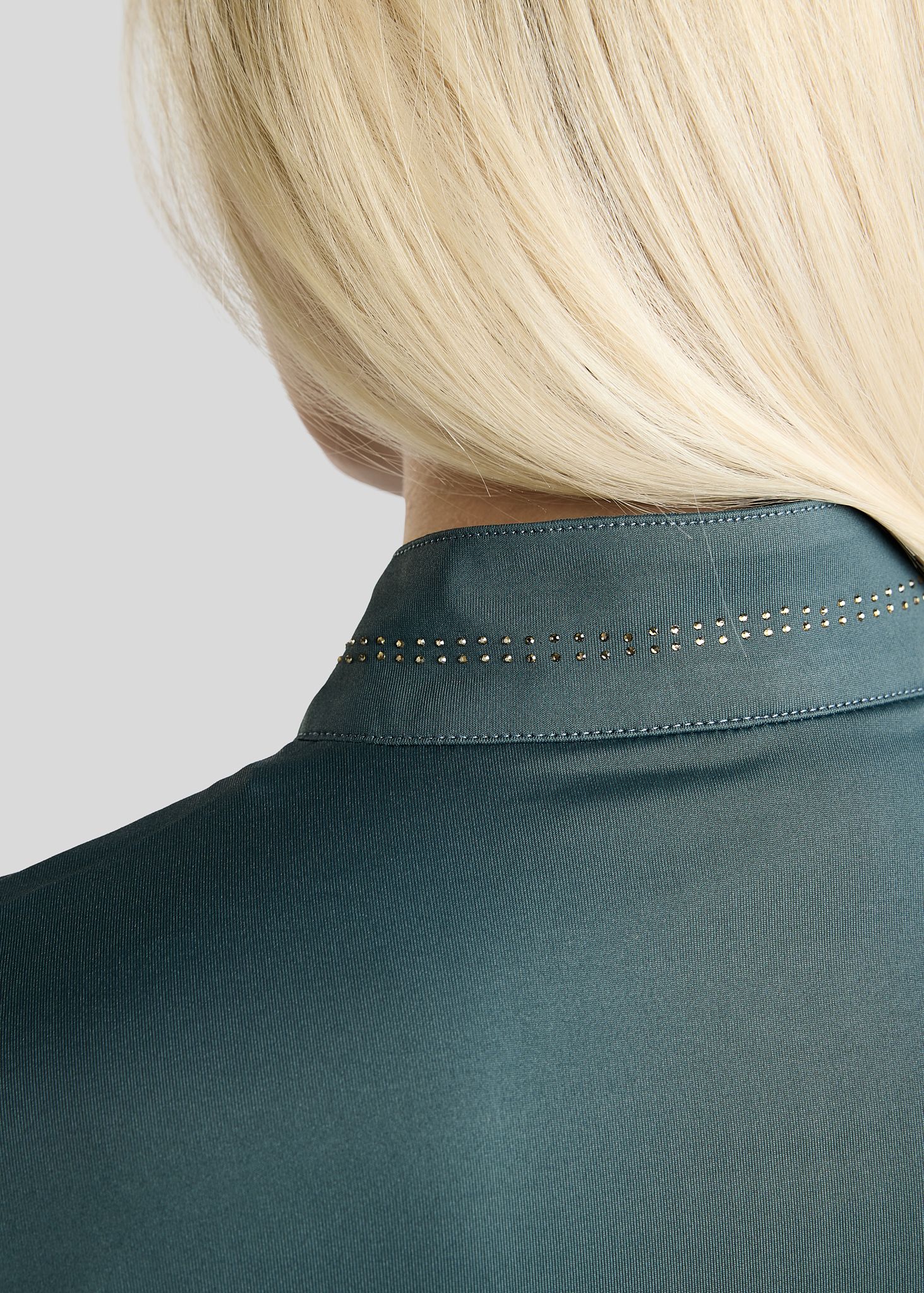 MoEverline Long Sleeved Polo w. Golden Quartz Crystals - Dark Slate 