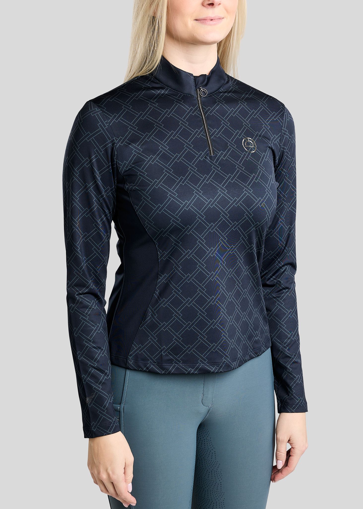 MoLeia Polo w. Allover Printed Lumber Check - Navy 