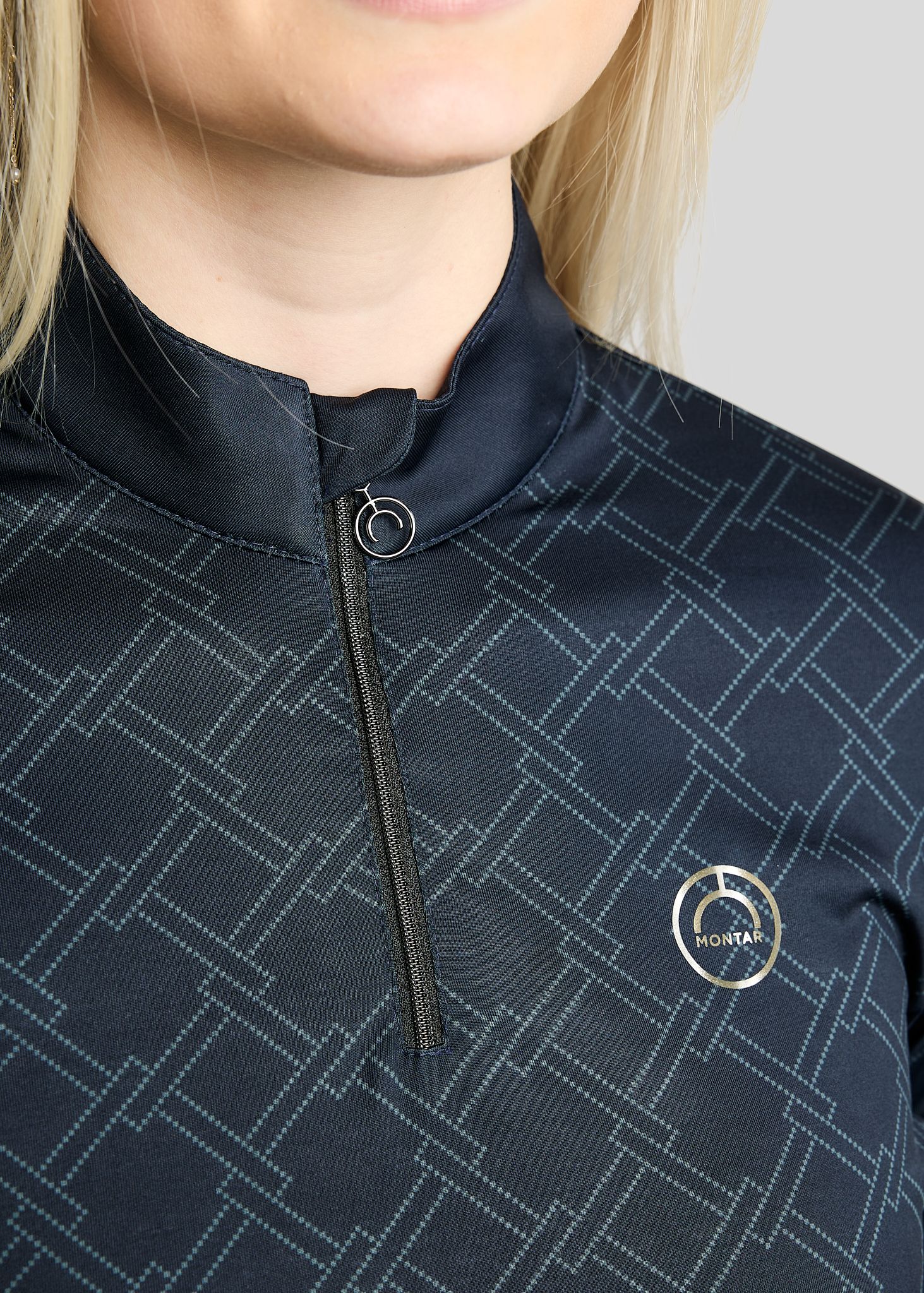 MoLeia Polo w. Allover Printed Lumber Check - Navy 