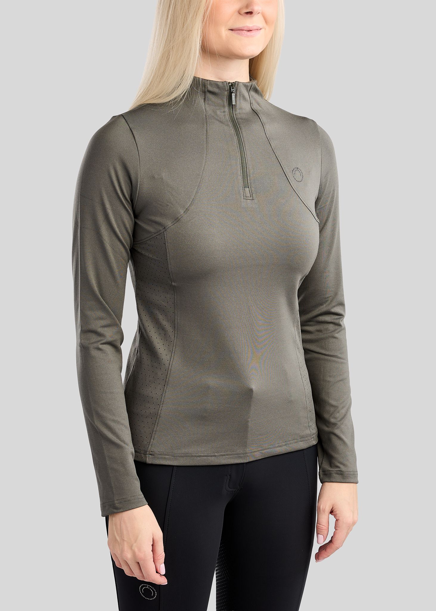MoZida REFINED Long Sleeved Polo w. Gun Metal Details - Forest Green 