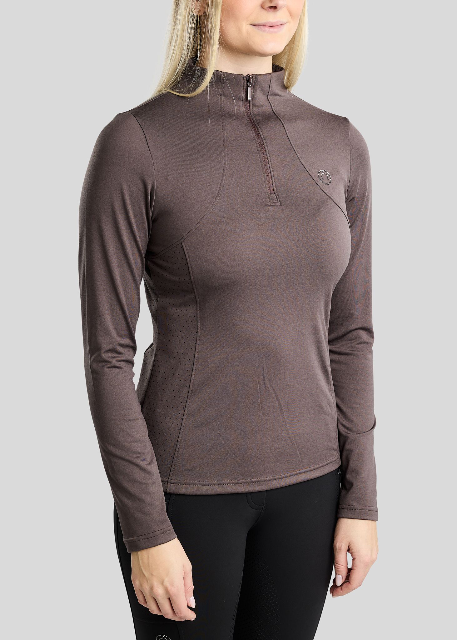 MoZida REFINED Long Sleeved Polo w. Gun Metal Details - Black Peony 