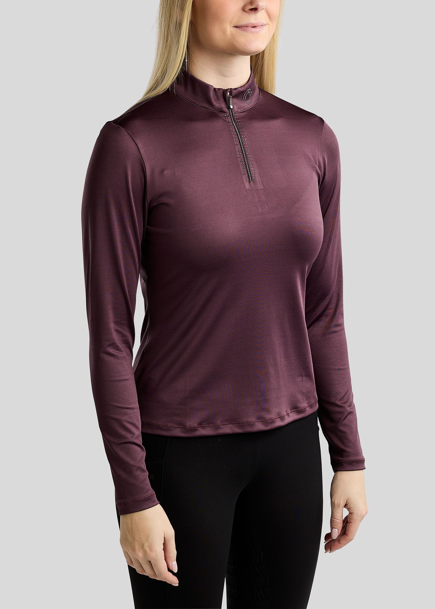 MoMaddy Long Sleeved Polo w. Gun Metal Crystals - Fig 