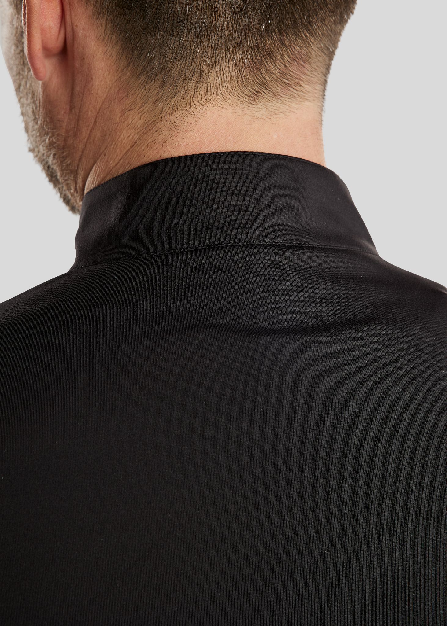 MoEric Long Sleeved Mens Brushed Polo w. Quater Zip - Black  