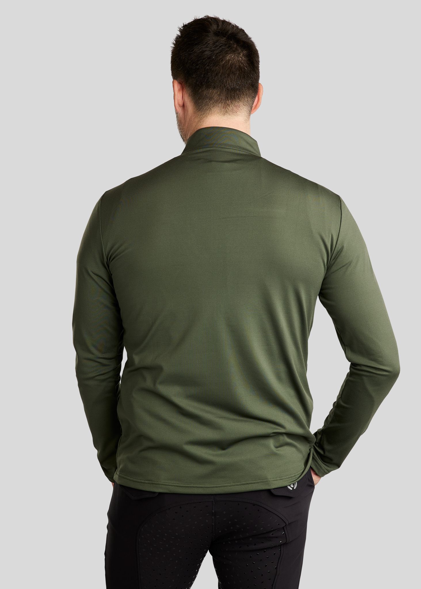 MoEric Langærmet Herre Børstet Polo m. Lynlås - Olive