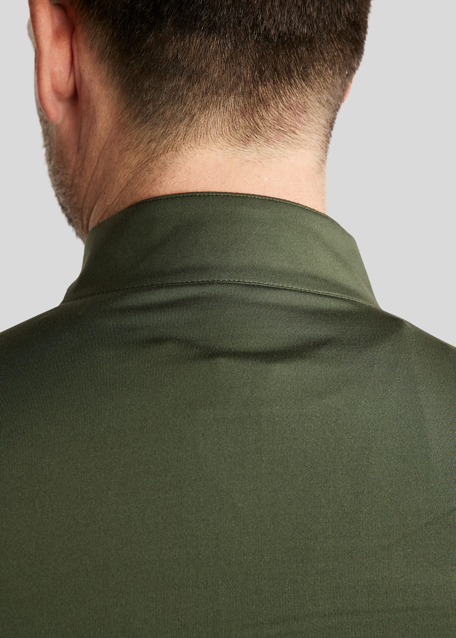 MoEric Langærmet Herre Børstet Polo m. Lynlås - Olive