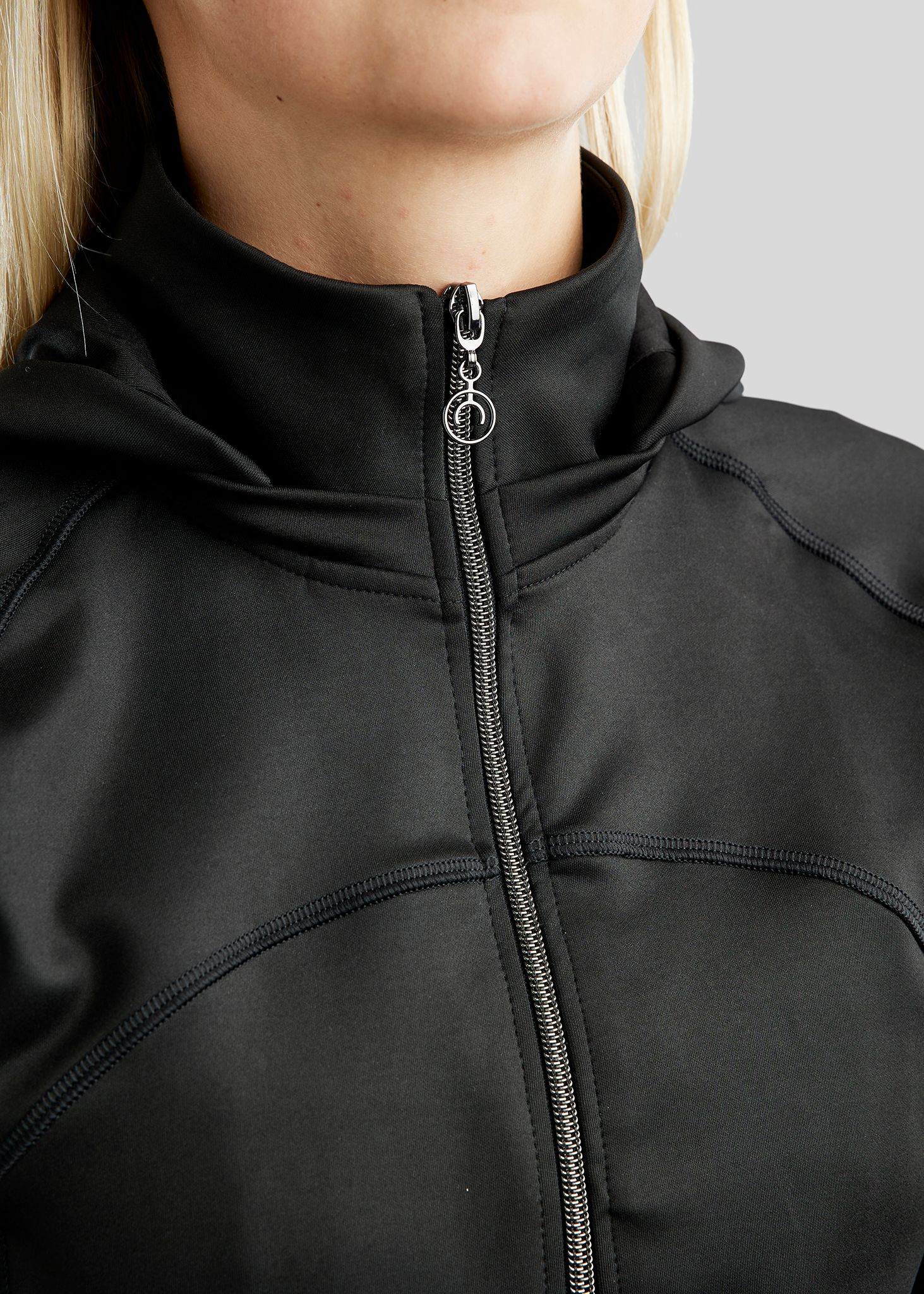 MoBlair Full Zip Softshell Gun Metal Crystal Logo Detachable Hood