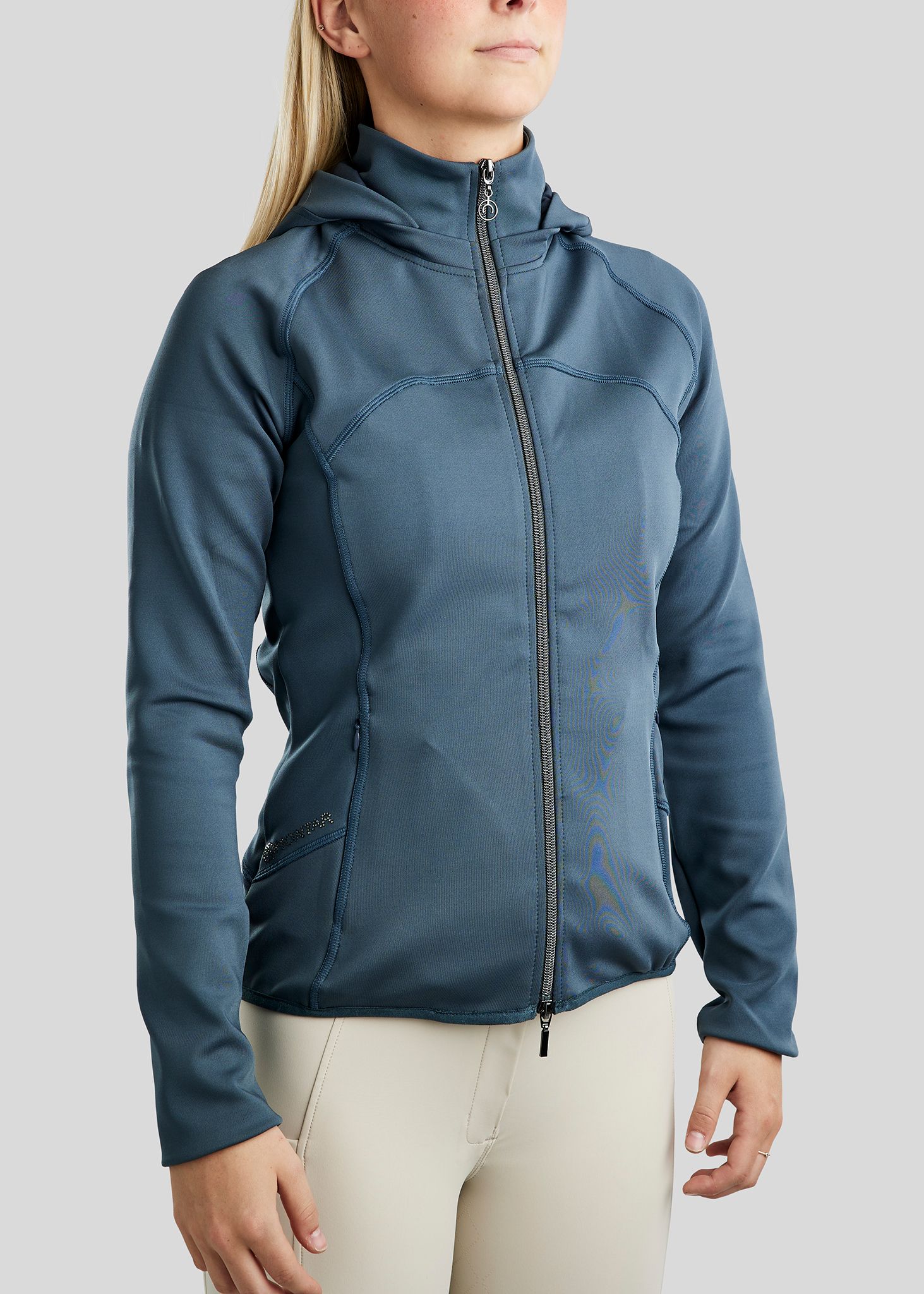 MoBlair Full Zip Softshell Gun Metal Crystal Logo Detachable Hood