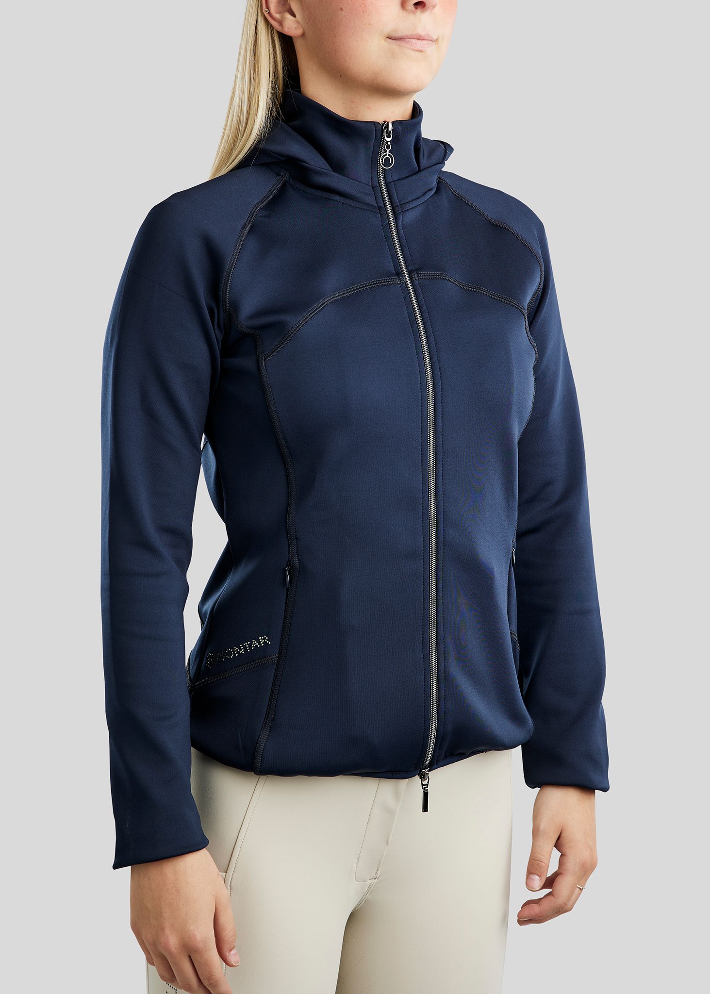 MoBlair Full Zip Softshell Gun Metal Crystal Logo Detachable Hood