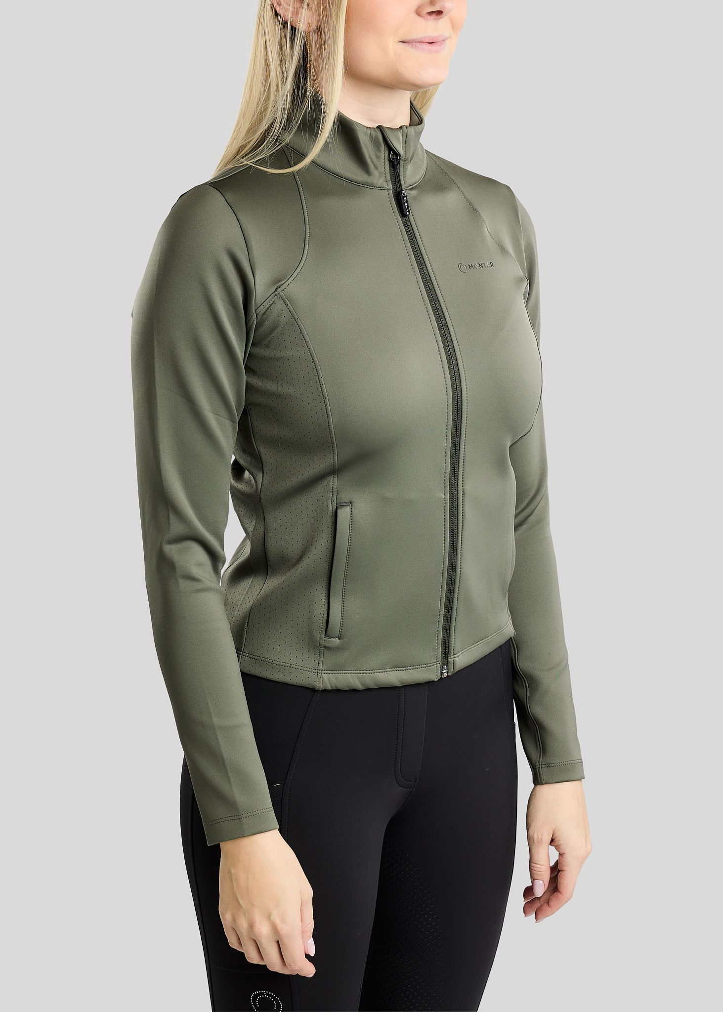 MoZida REFINED Full Zip Jacket w. Gun Metal Details -  Forest Green 