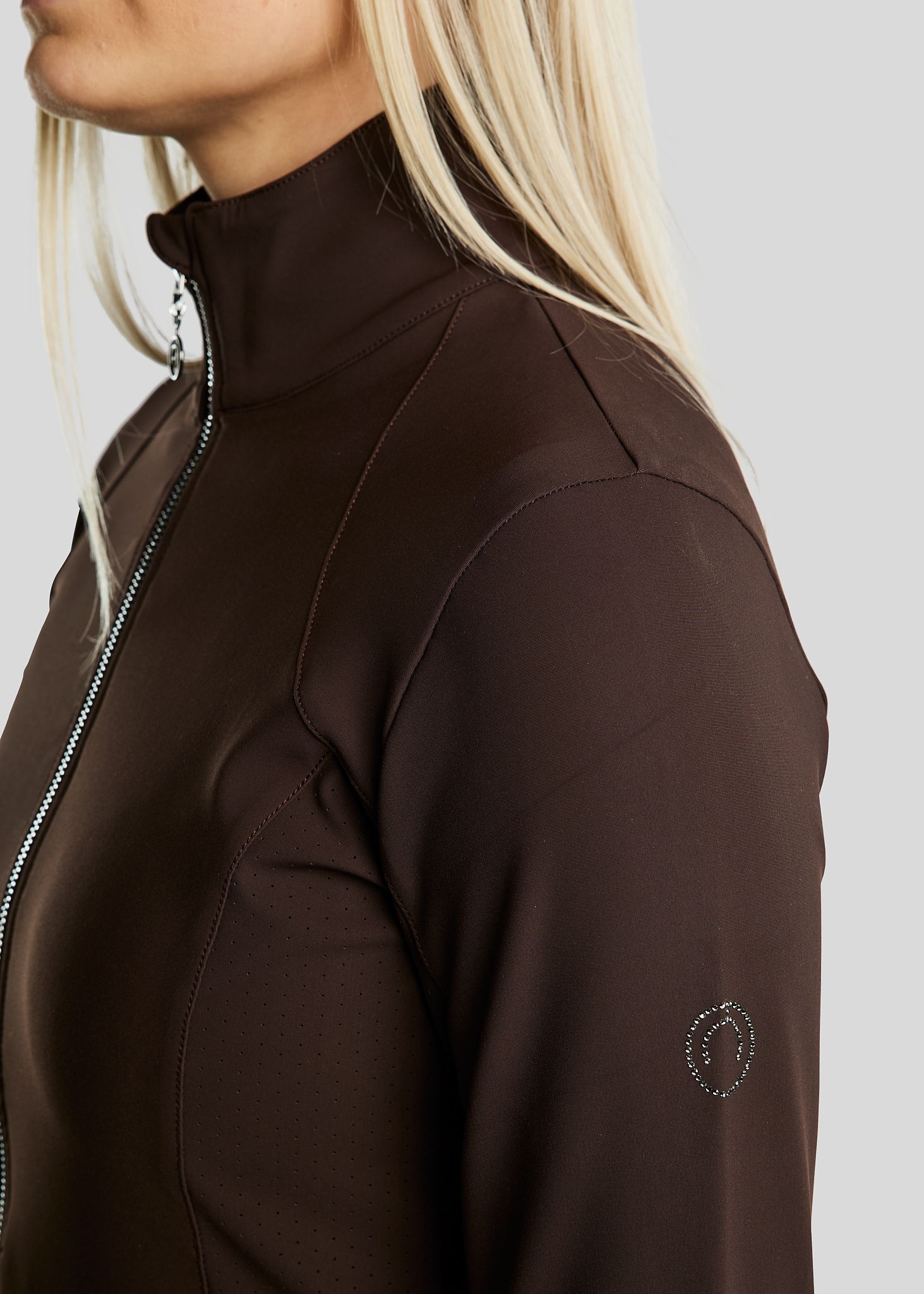 MoZida REFINED Jacket w. Gun Metal Crystal Logo - Brown 