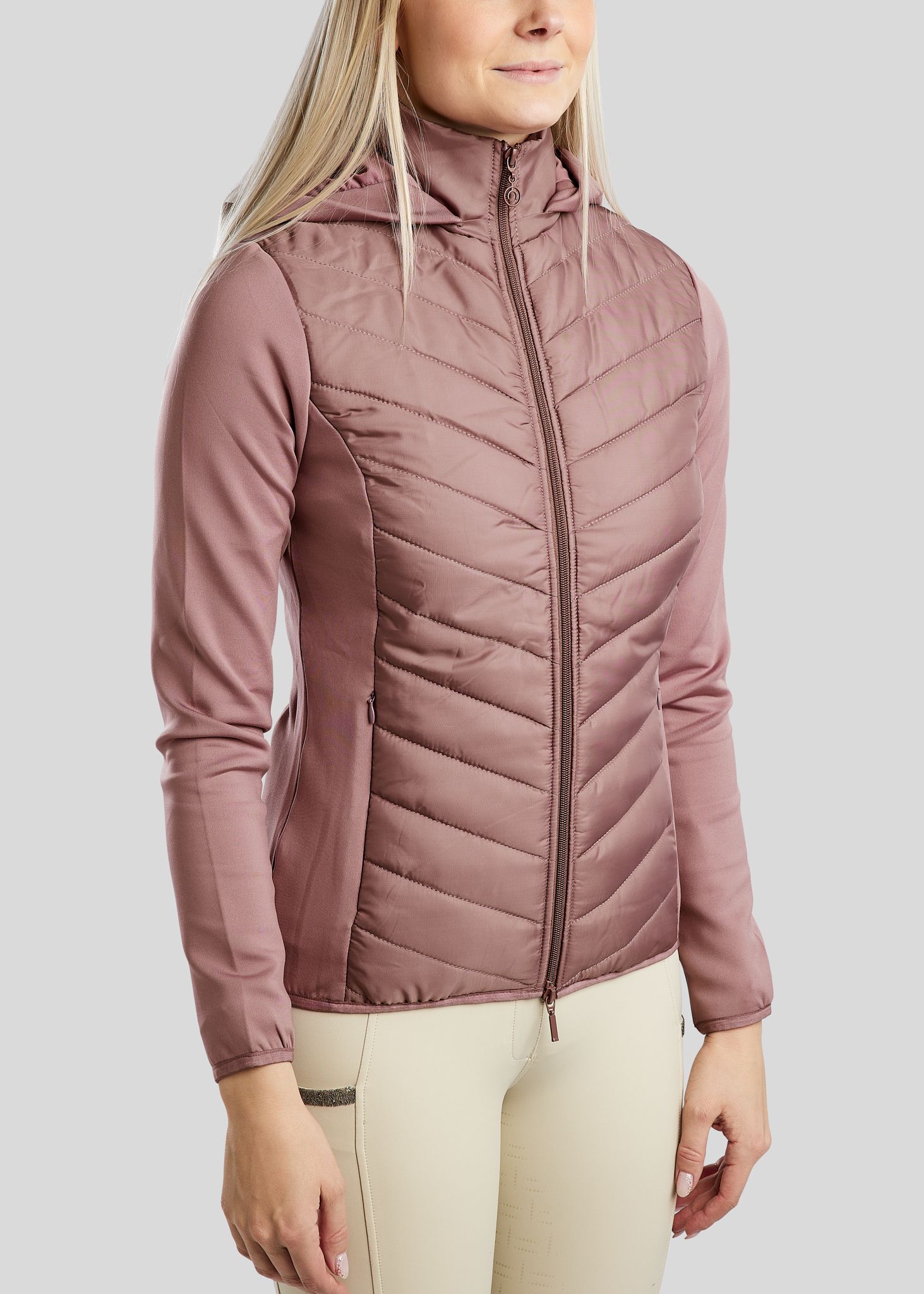 MoEliza Hybrid Jacket w. Detachable Hood and Gun Metal Crystsals - Dusty Rose 