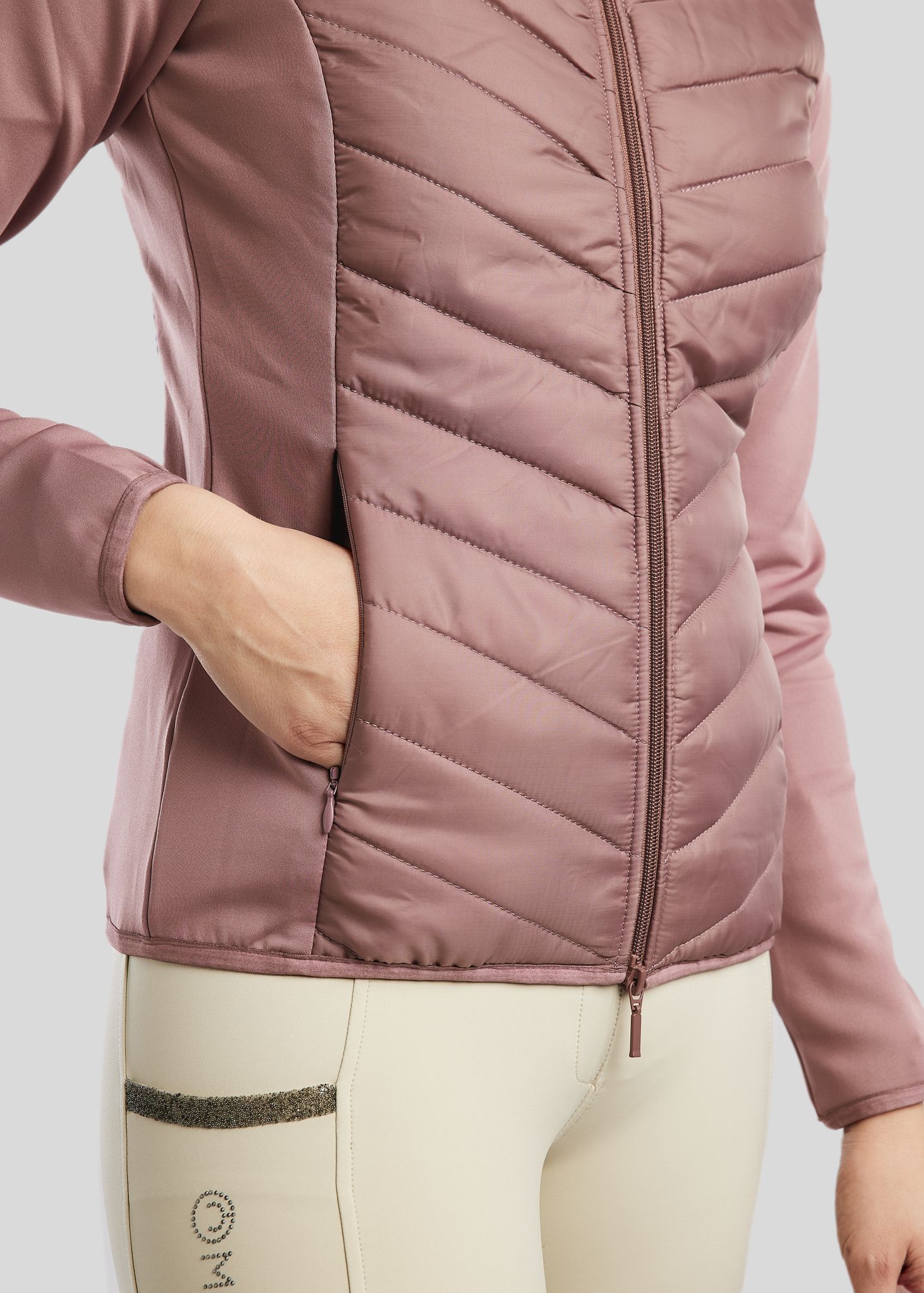 MoEliza Hybrid Jacket w. Detachable Hood and Gun Metal Crystsals - Dusty Rose 