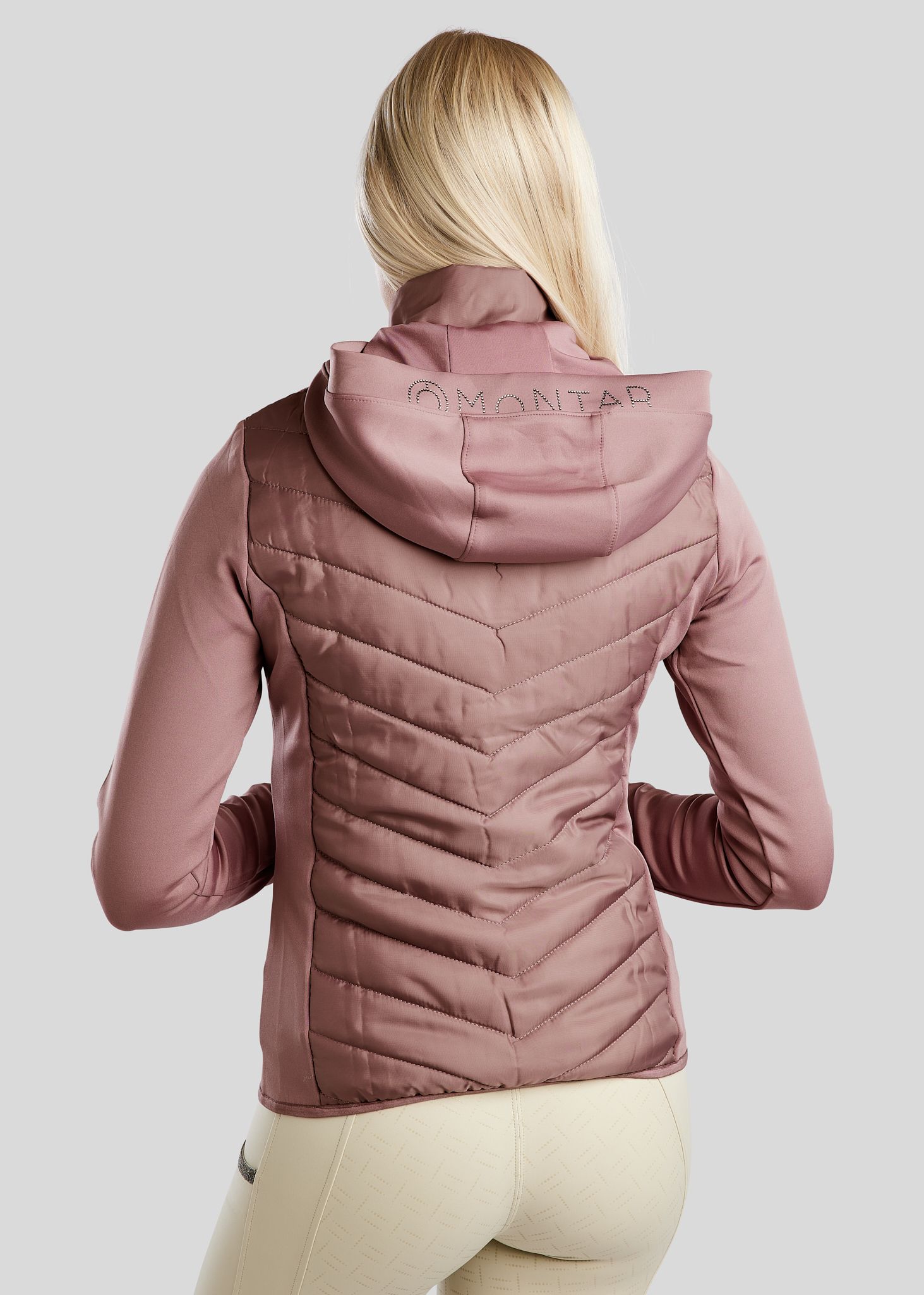 MoEliza Hybrid Jacket w. Detachable Hood and Gun Metal Crystsals - Dusty Rose 