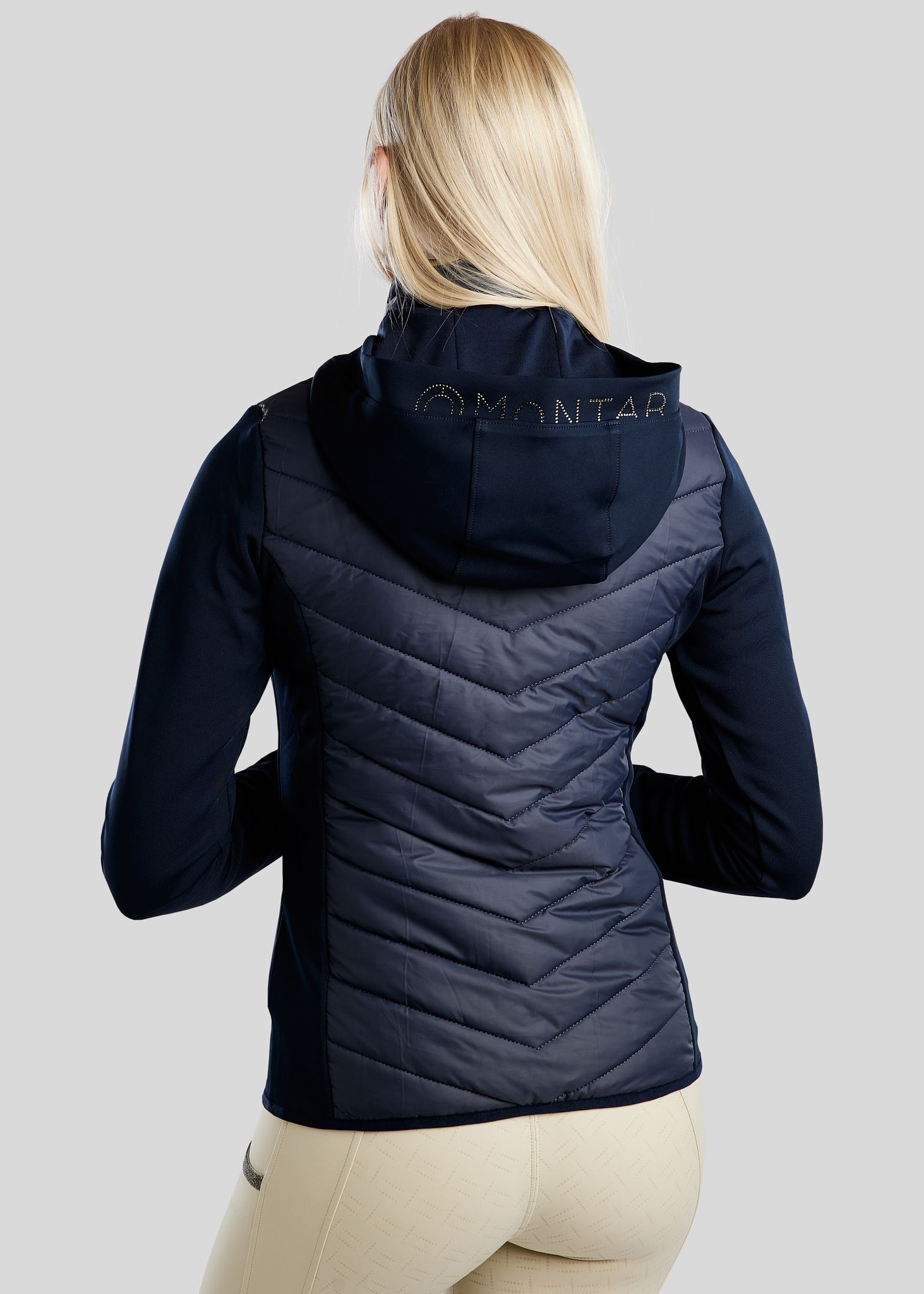 MoEliza Hybrid Jacket w. Detachable Hood and Gun Metal Crystsals - Navy 