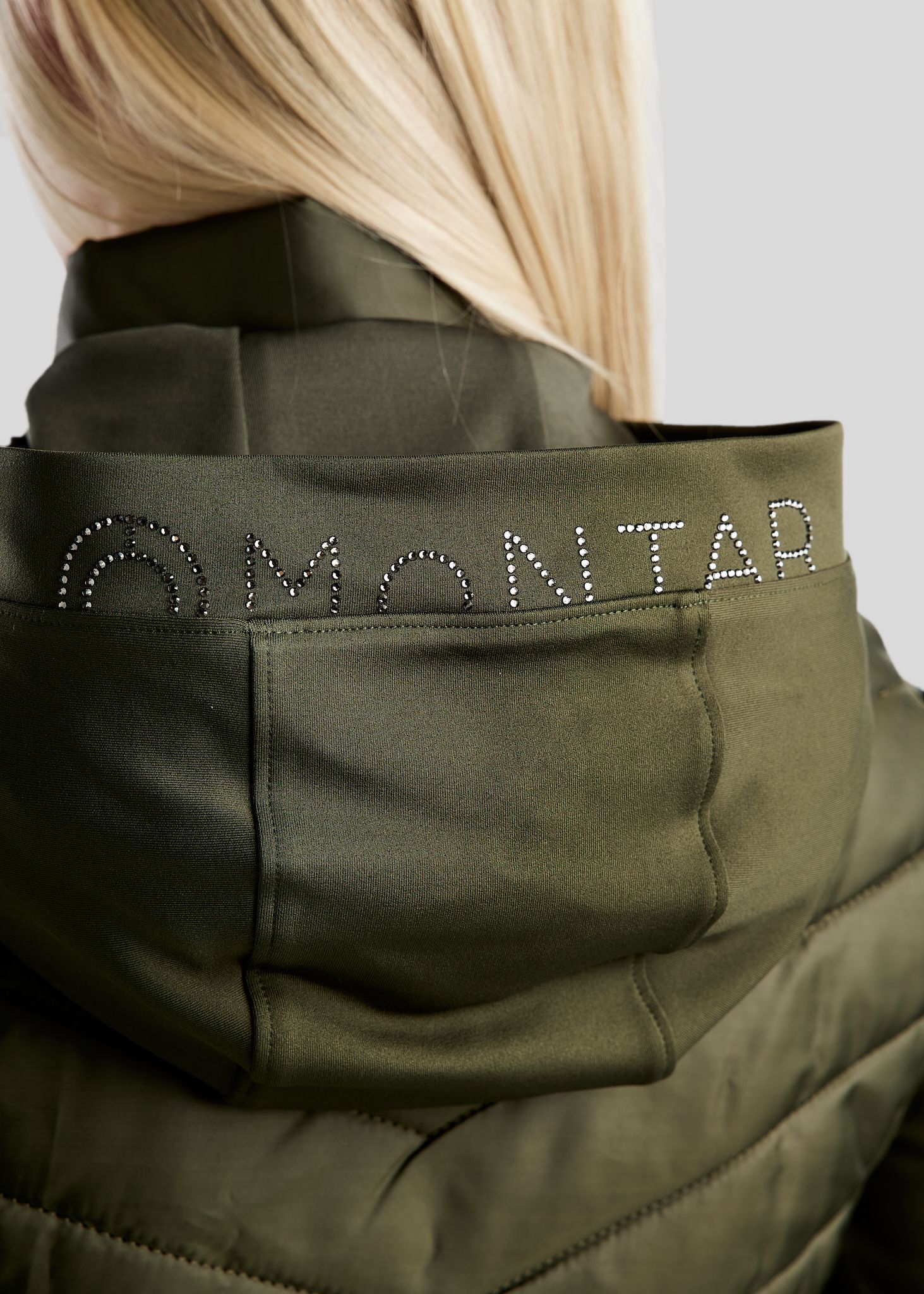 MoEliza Hybrid Jacket w. Detachable Hood and Gun Metal Crystsals - New Olive 