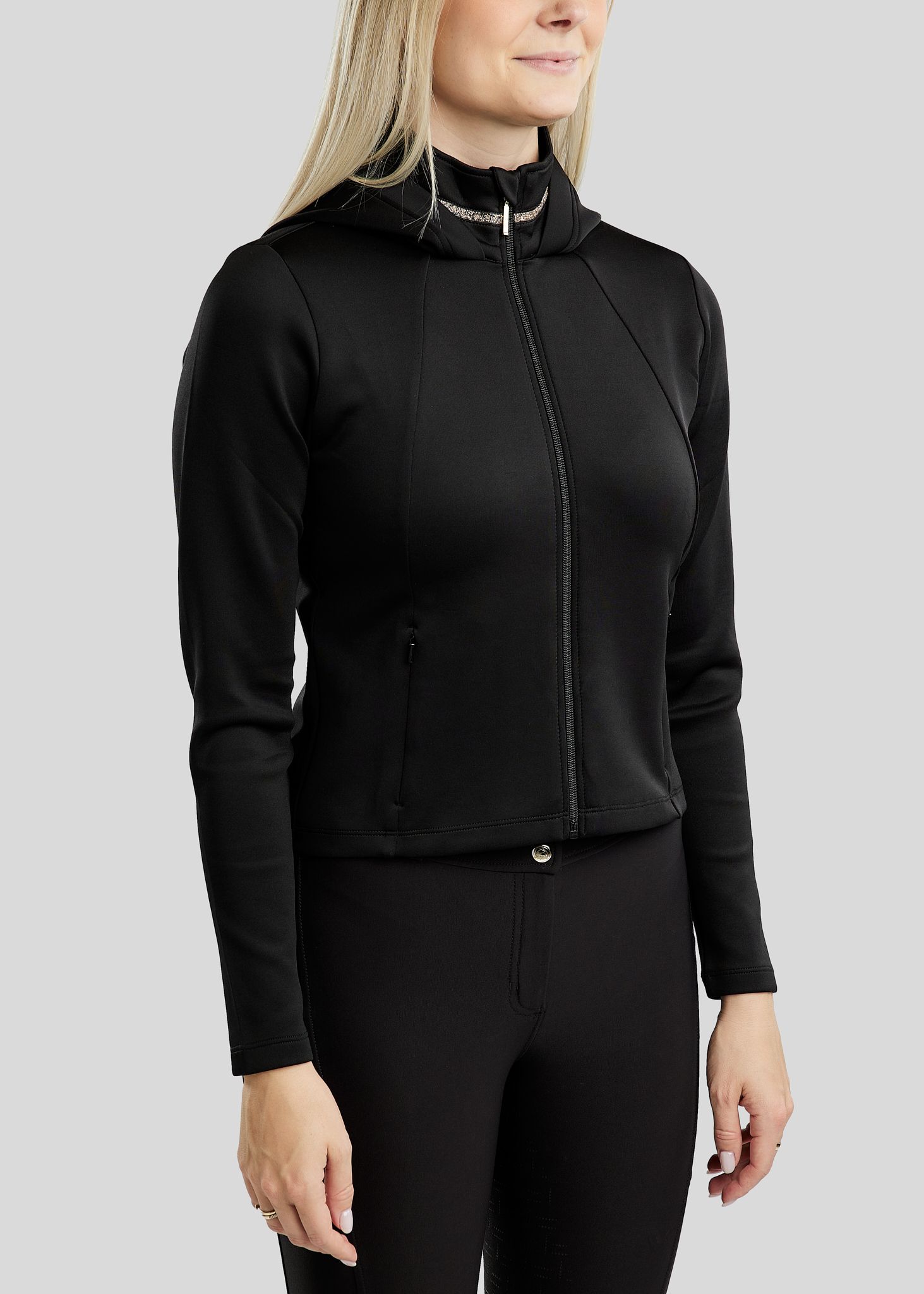 MoLila Jacket w. Champagne Crystal Tape and Crystals - Black