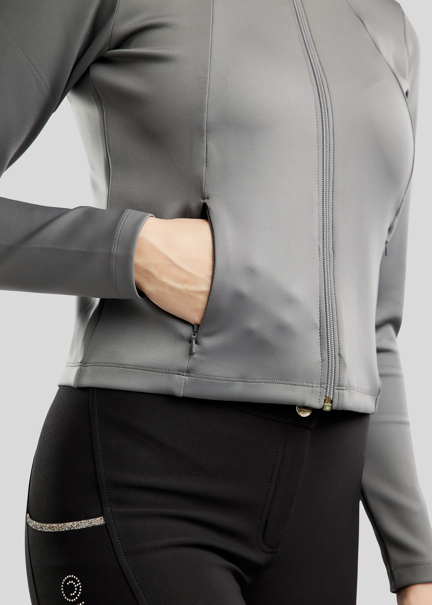 MoLila Jacket w. Champagne Crystal Tape and Crystals - Grey