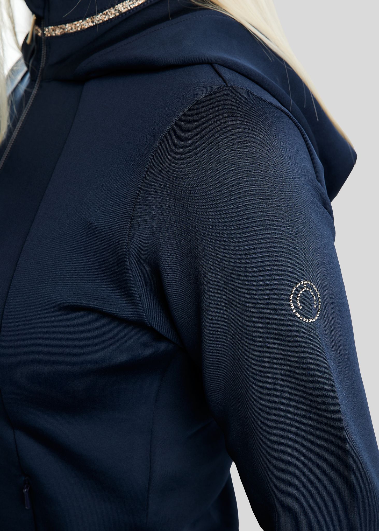 MoLila Jacket w. Champagne Crystal Tape and Crystals - Navy