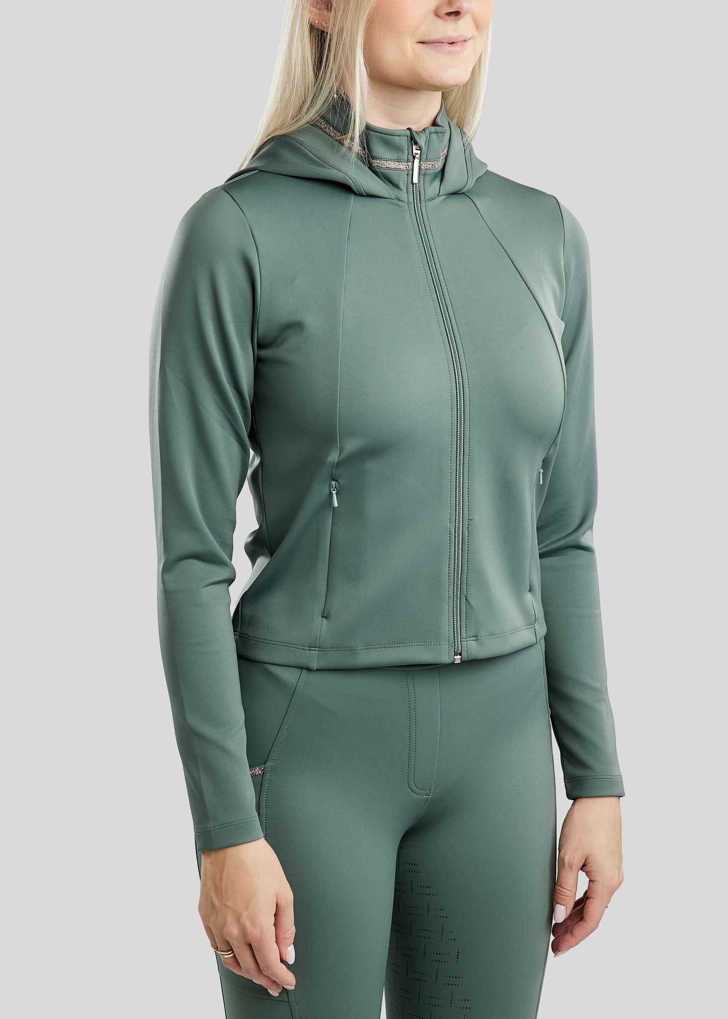 MoLila Jacket w. Champagne Crystal Tape and Crystals - Jade