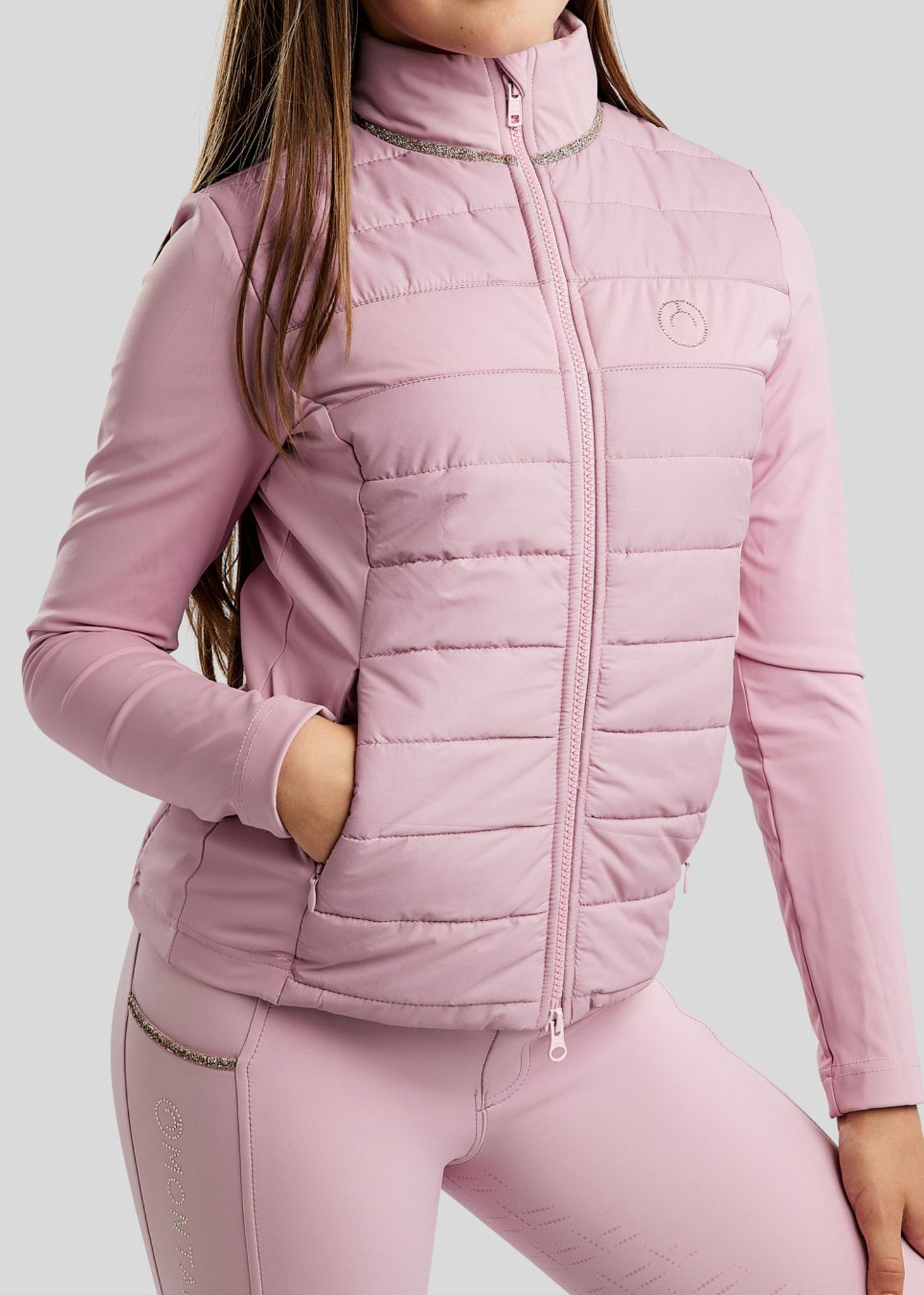 MoLila Hybrid Jacket w. Champagne Crystal Tape and Crystals - Candy Pink