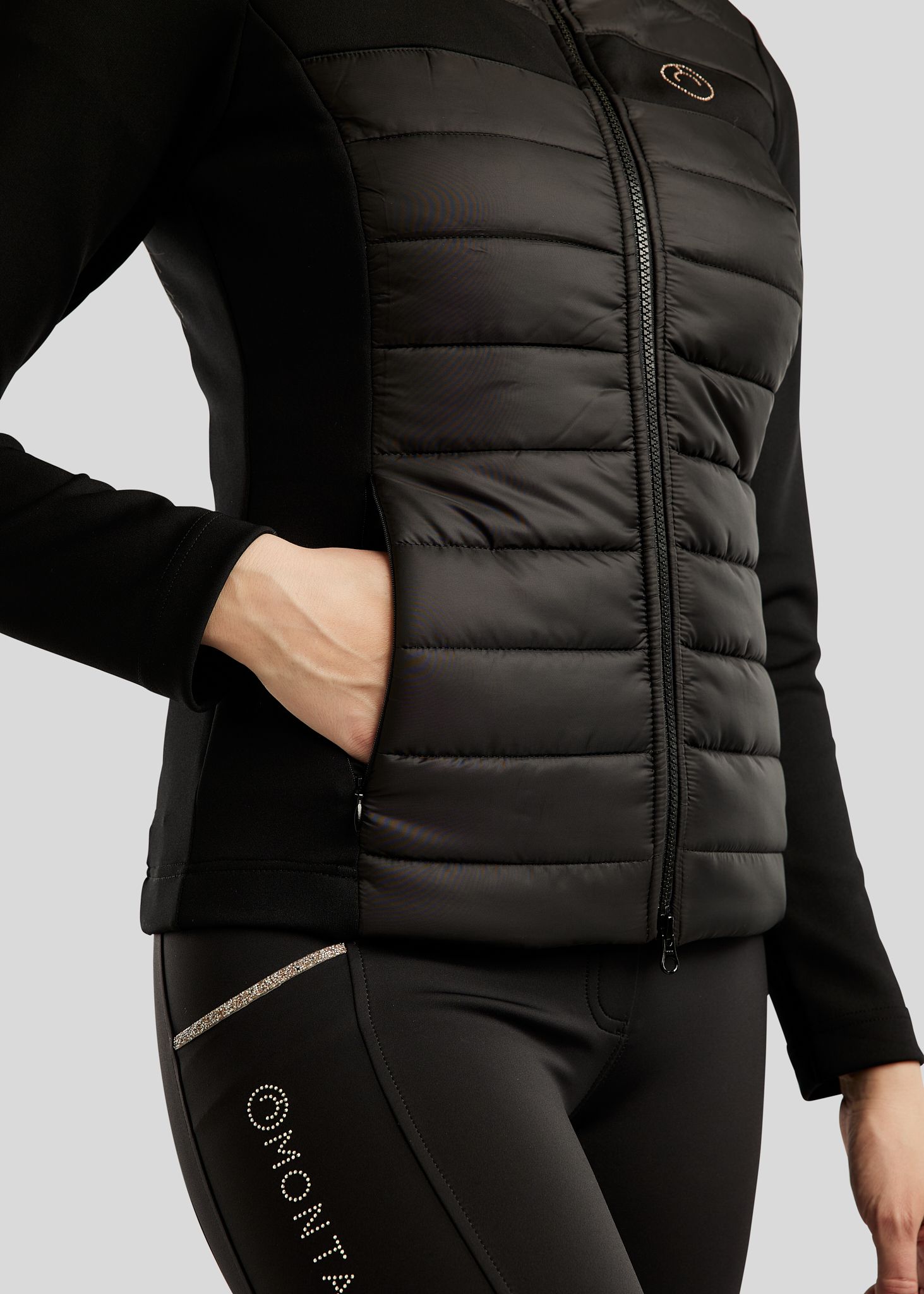 MoLila Hybrid Jacket w. Champagne Crystal Tape and Crystals - Black