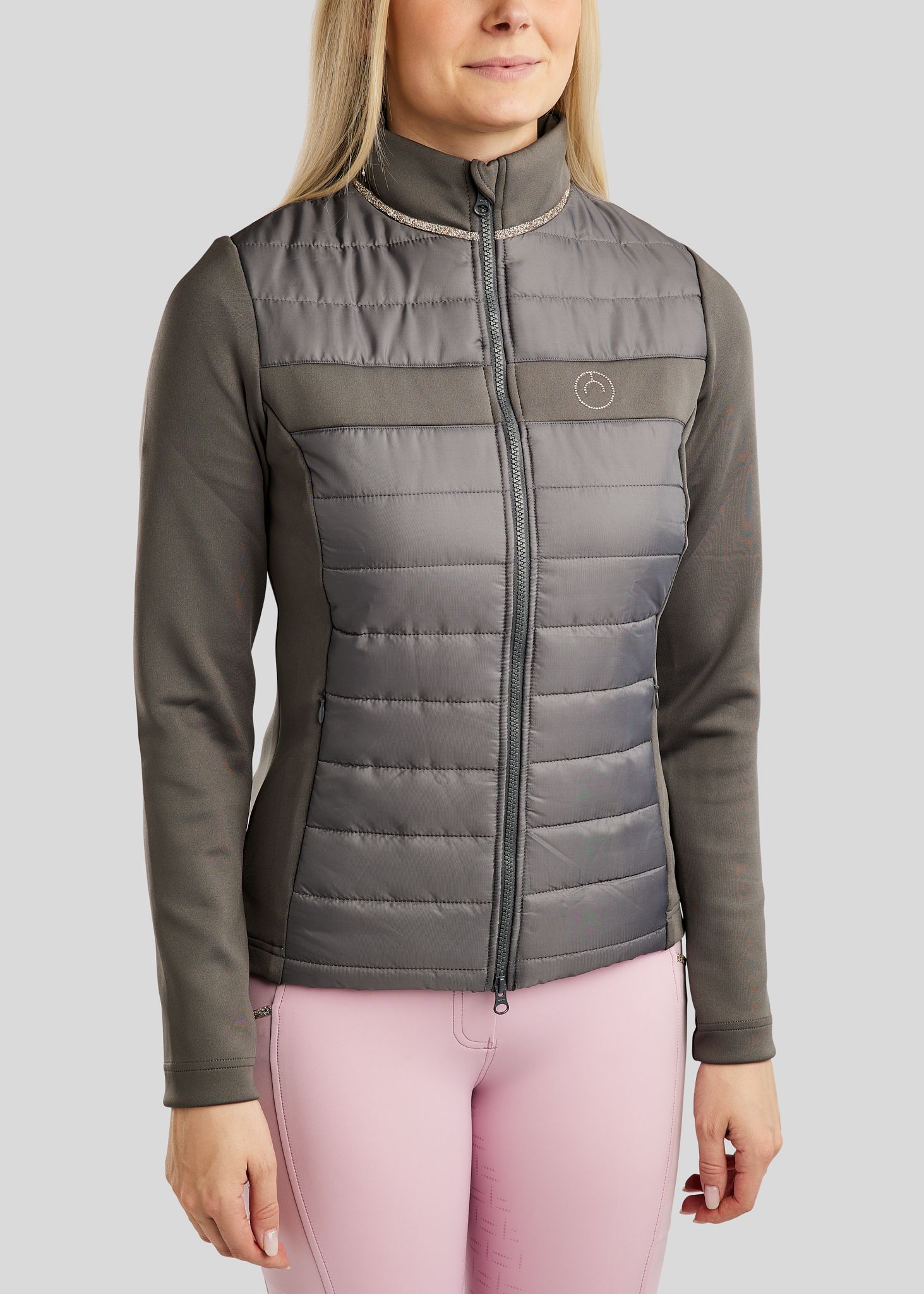 MoLila Hybrid Jacket w. Champagne Crystal Tape and Crystals - Grey