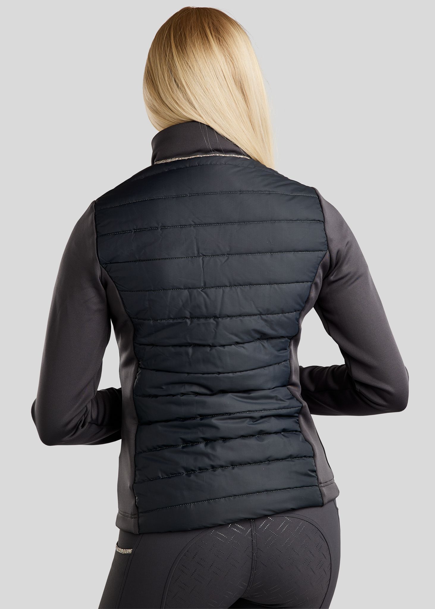 MoLila Hybrid Jacket w. Champagne Crystal Tape and Crystals - Slate Grey