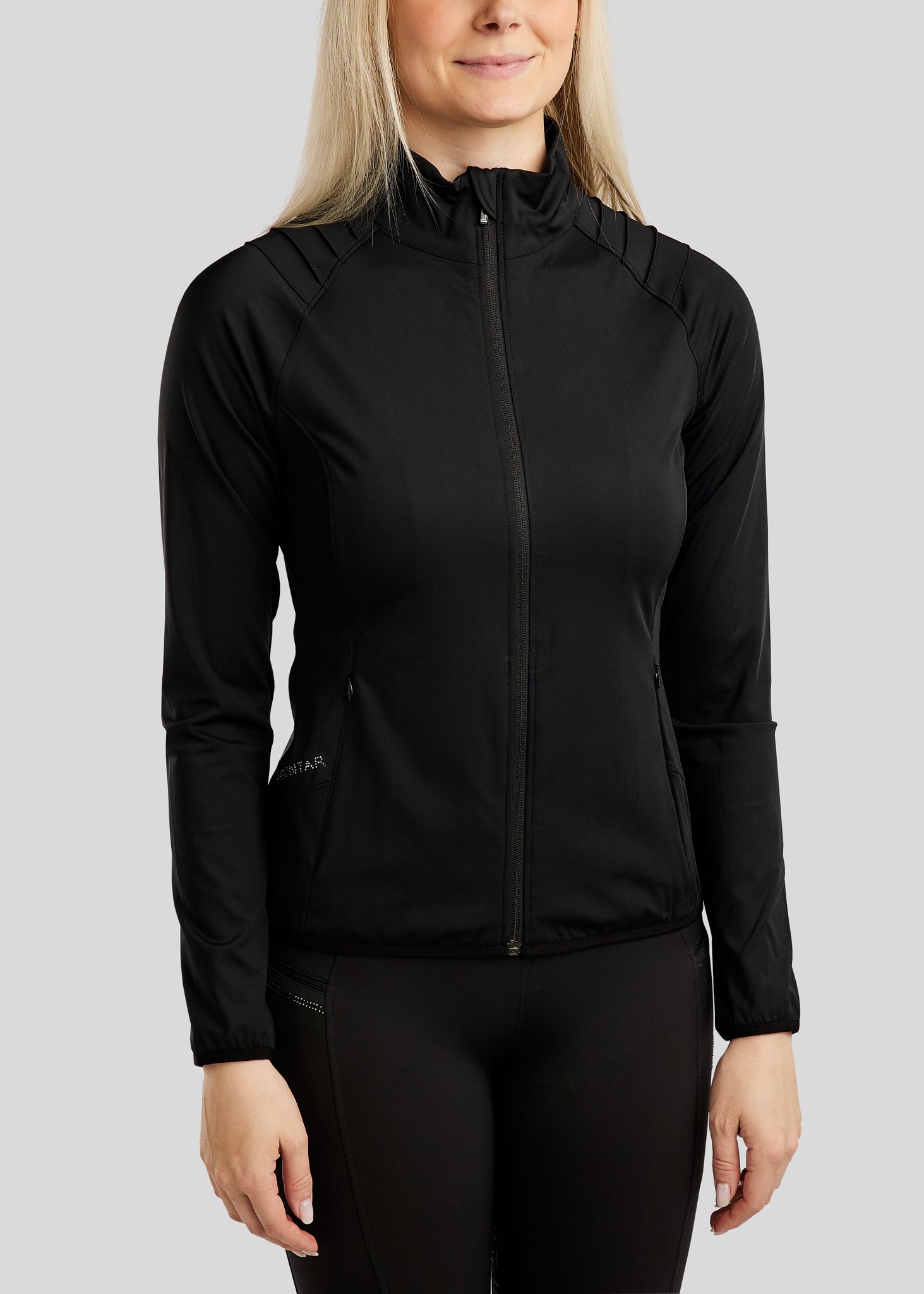 MoPearl Jacket w. Pintucks and Gun Metal Crystals - Black