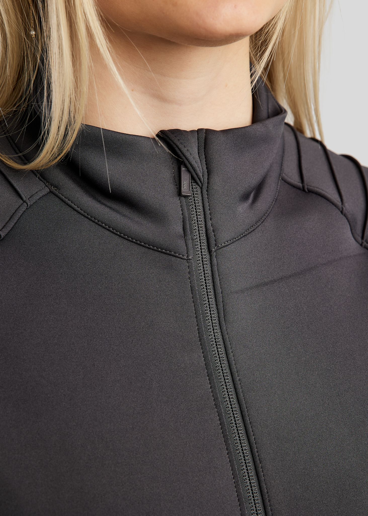 MoPearl Jacket w. Pintucks and Gun Metal Crystals - Slate Grey