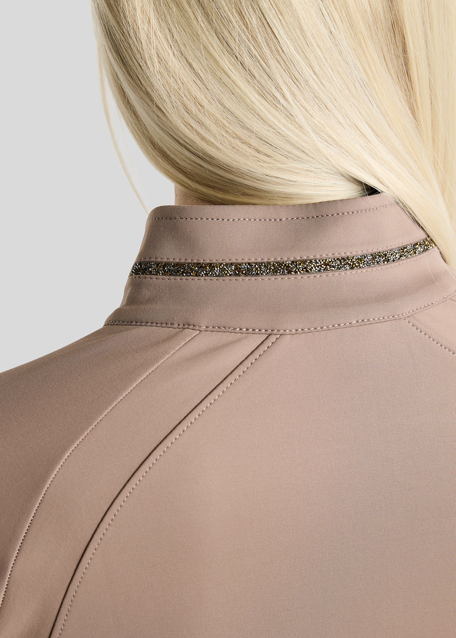 MoVeronica Full Zip Jacket w. Golden Quartz Crystal Tape and Crystals - Nougat Brown 