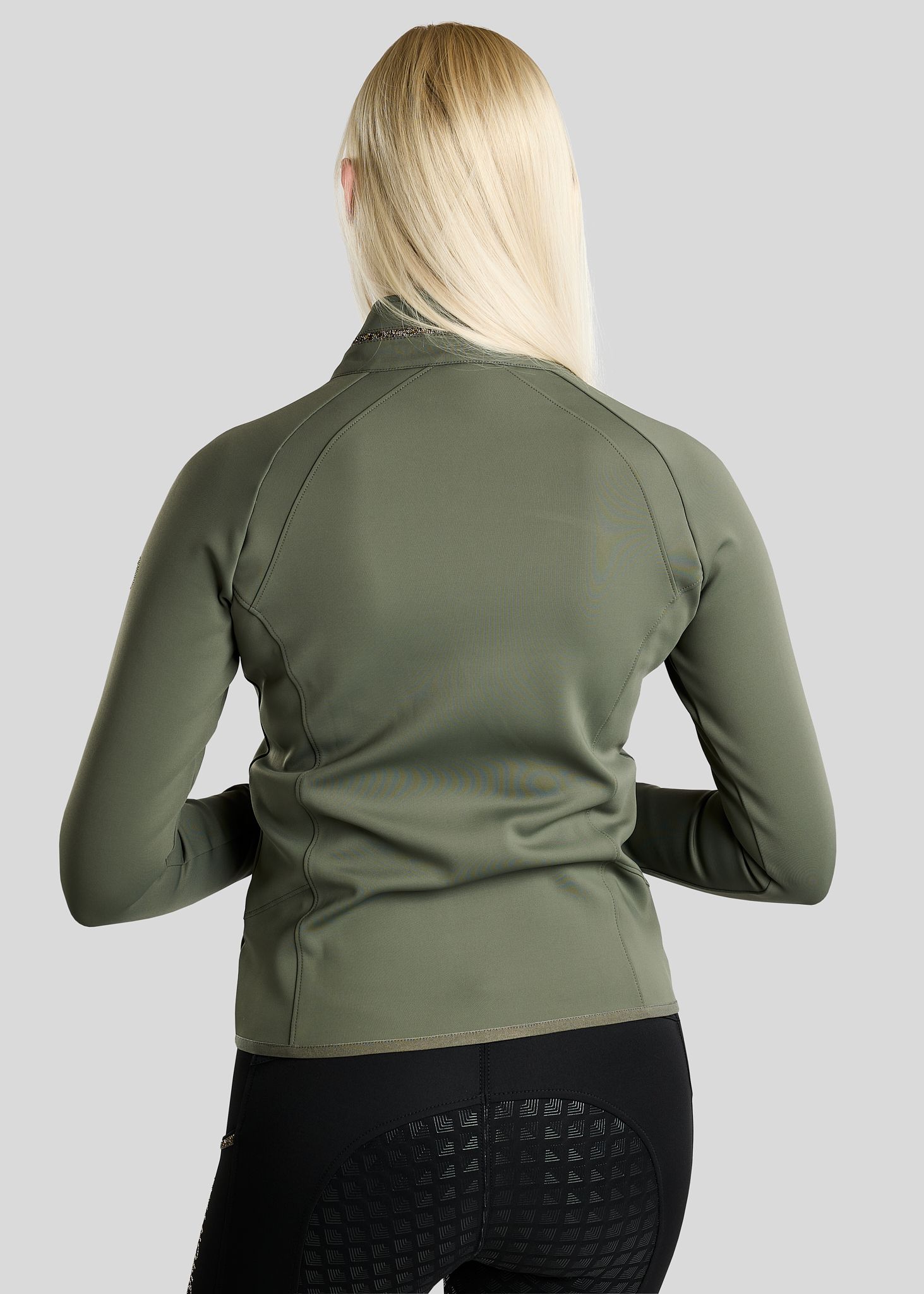 MoVeronica Full Zip Jacket w. Golden Quartz Crystal Tape and Crystals - Forest Green 