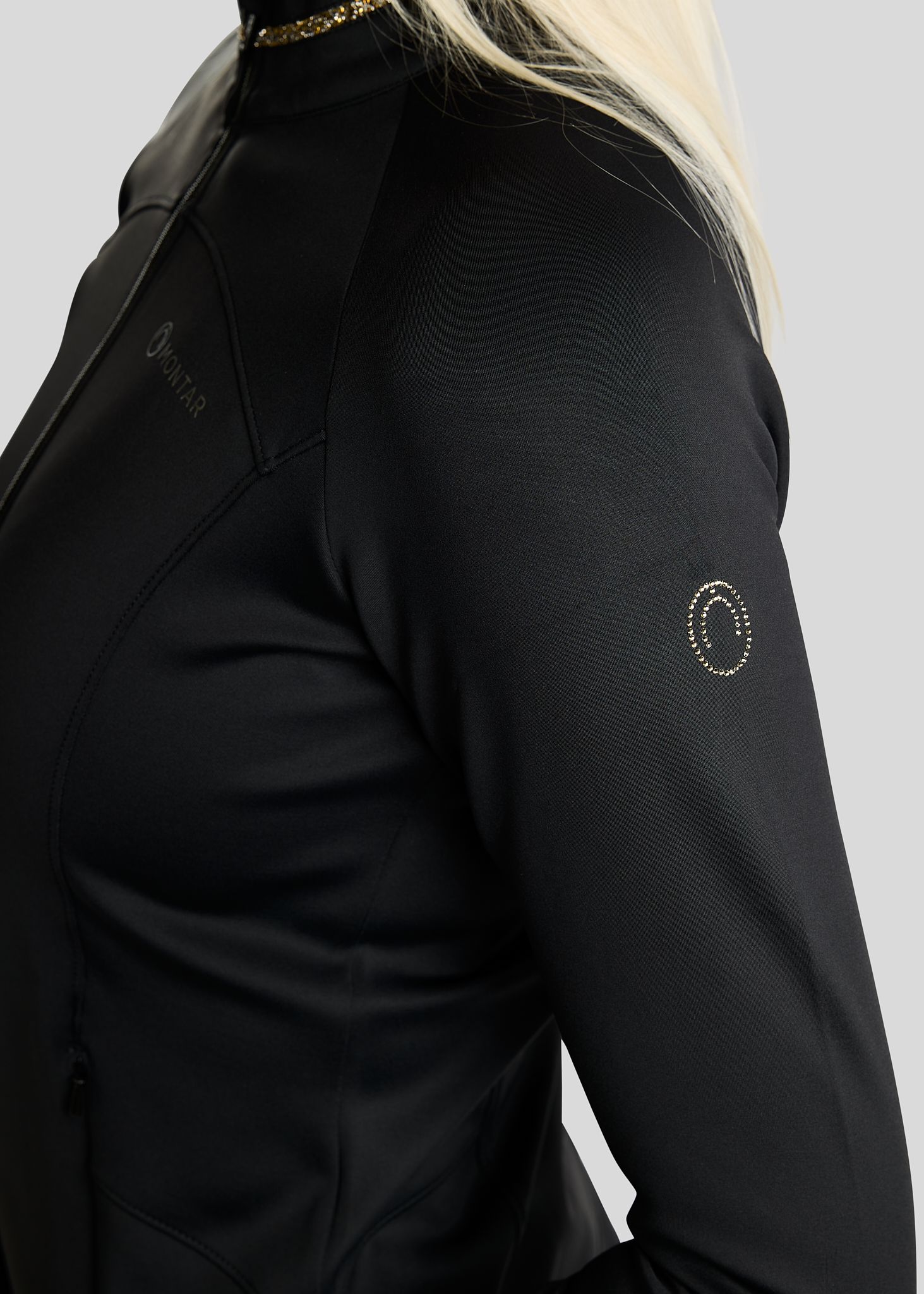 MoVeronica Full Zip Jacket w. Golden Quartz Crystal Tape and Crystals - Black 