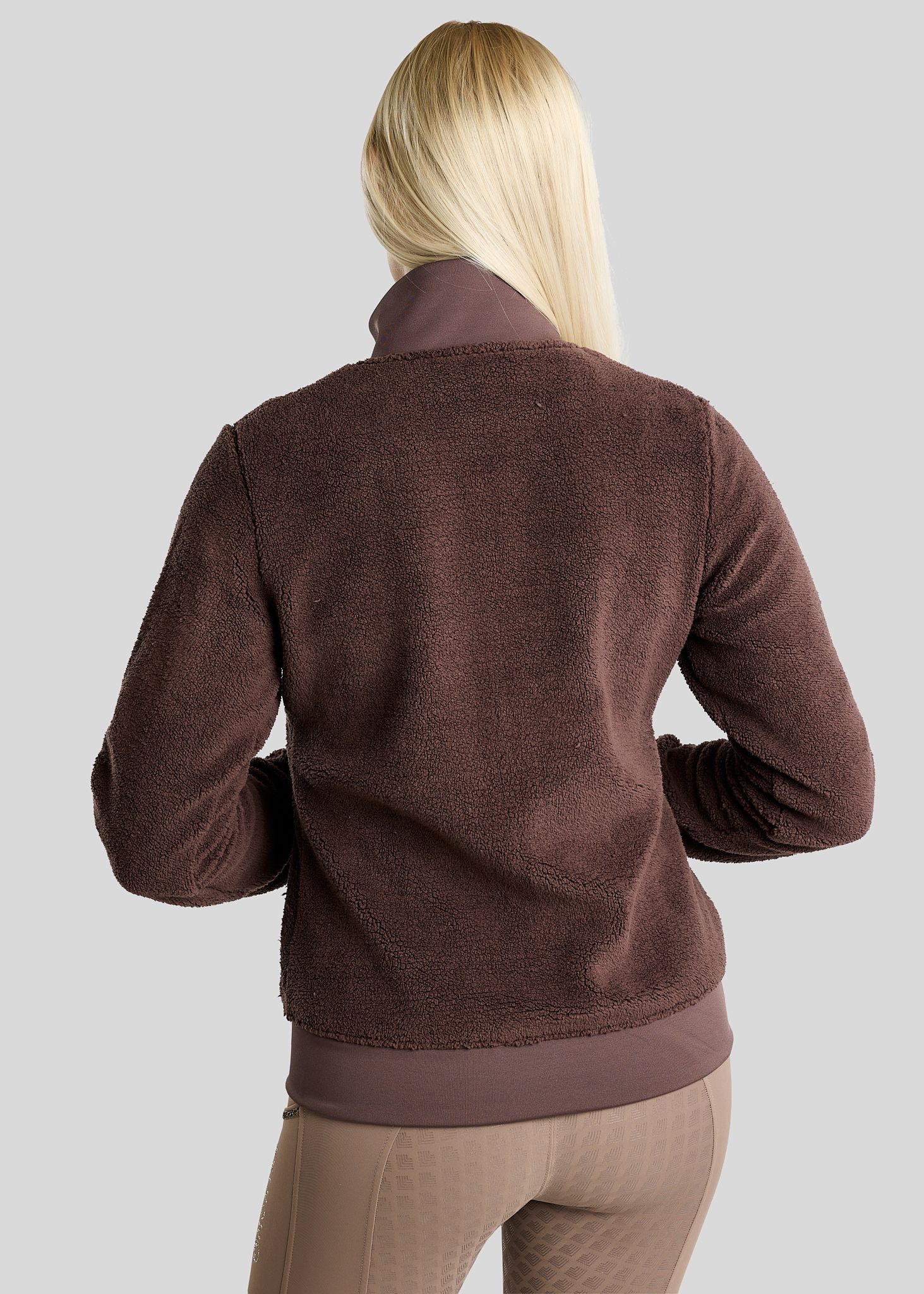 MoEbba Teddy Pile Full Zip Jacket w. Golden Quartz Crystal Tape - Black Peony 